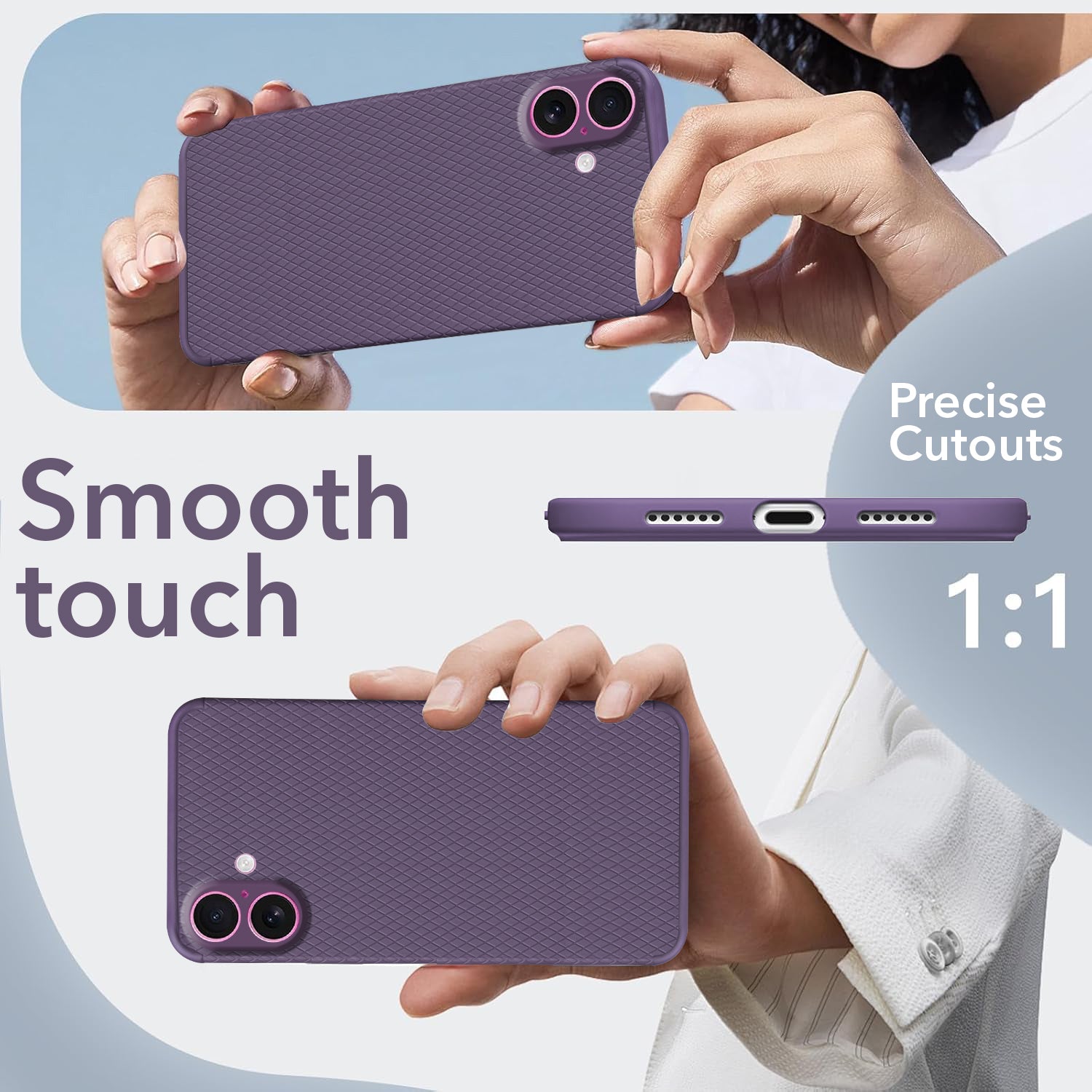 For Apple iPhone 16 Plus Back Cover Case (Liquid Silicone | Side Grip | Camera Protection)