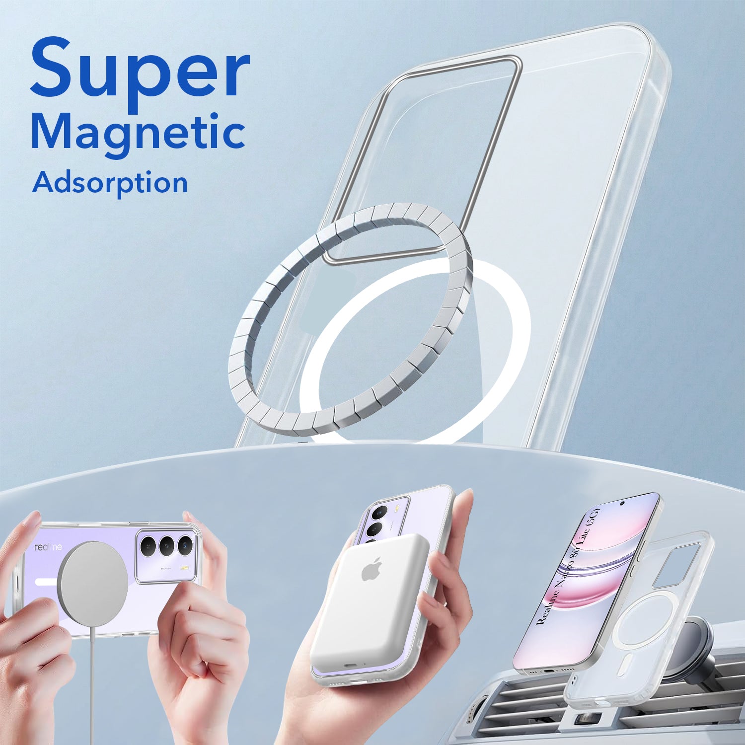 For Realme Narzo 80 Lite 5G Back Cover Case  Lifetime Anti-Yellow MagSafe Compatible Clear (Sleek Hard Crystal | Shockproof and Camera Protection)