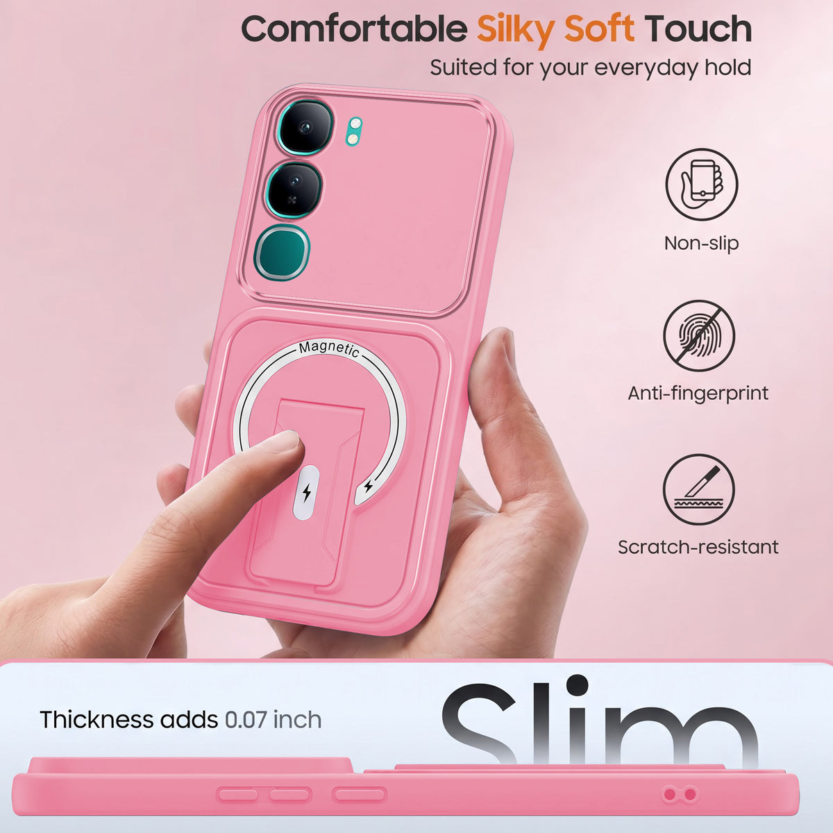 For Vivo Y300 Back Case Cover Metallic (Hybrid Armor Kickstand | MagSafe Compatible | Camera Protection Shockproof)