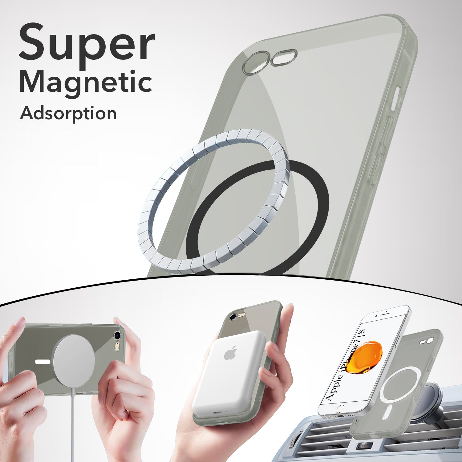 For Apple iPhone 7 | iPhone 8 Back Cover Case Lifetime Anti-Yellow MagSafe Compatible Clear (Sleek Hard Crystal | Shockproof and Camera Protection)