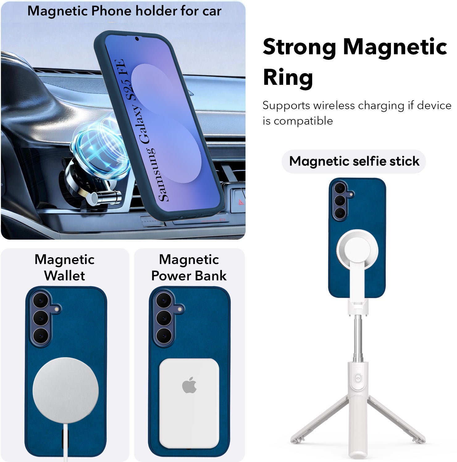 For Samsung Galaxy S25 FE Back Cover Case Leather Finish (MagSafe Compatible Wireless Charging | Soft Touch | Camera Bump Protection)