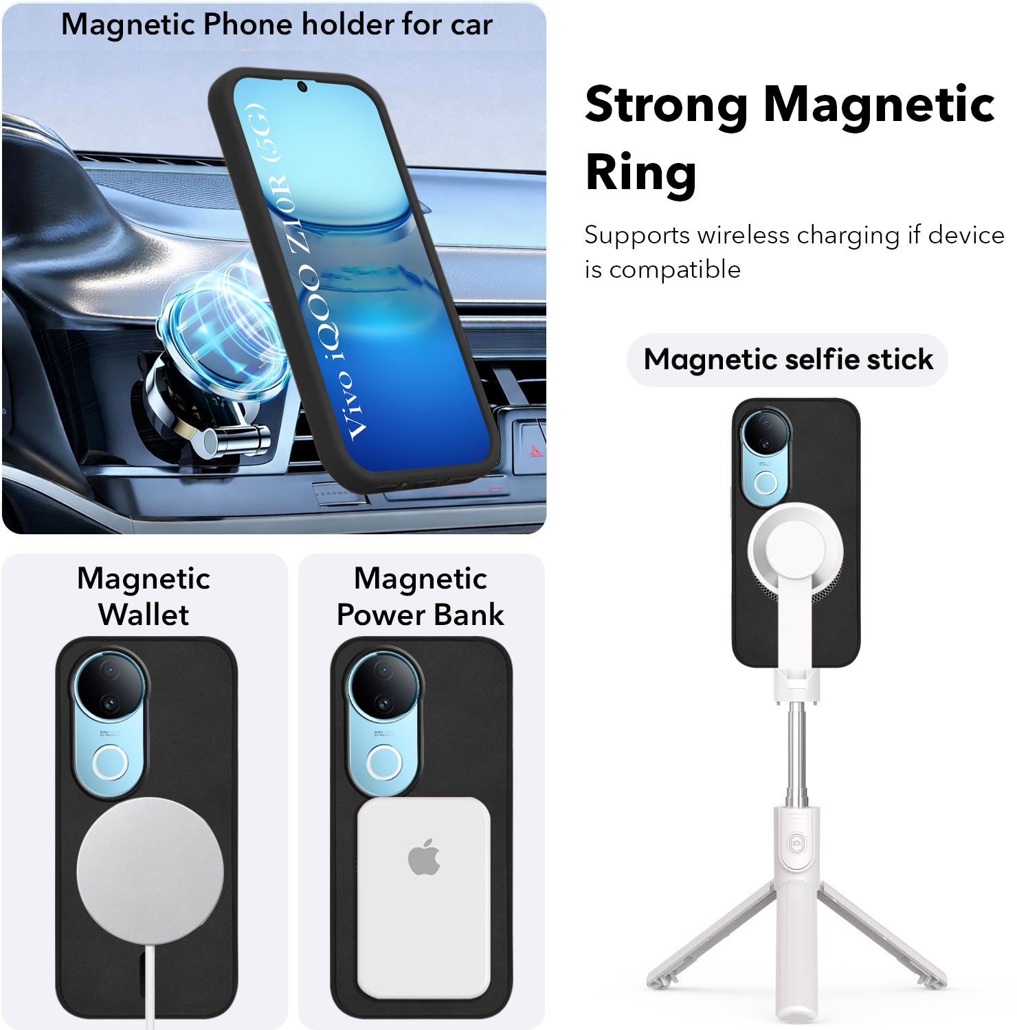 For Vivo iQOO Z10R Back Cover Case Leather Finish (MagSafe Compatible Wireless Charging | Soft Touch | Camera Bump Protection)