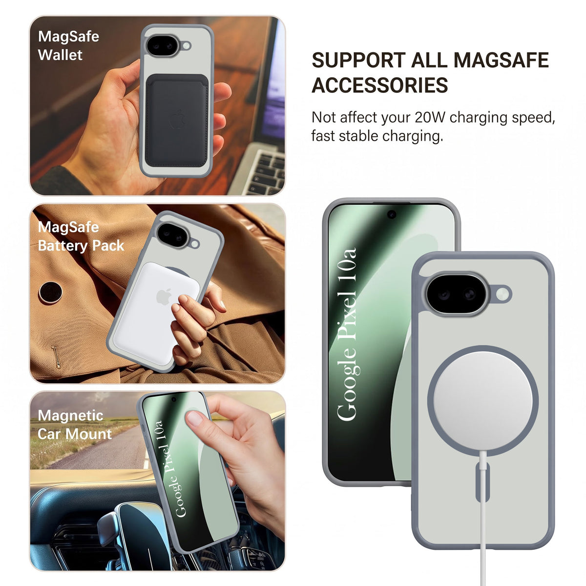 For Google Pixel 10a Matte Finish Back Case Cover (MagSafe Compatible | Translucent Soft Touch | Slim and Unbreakable)