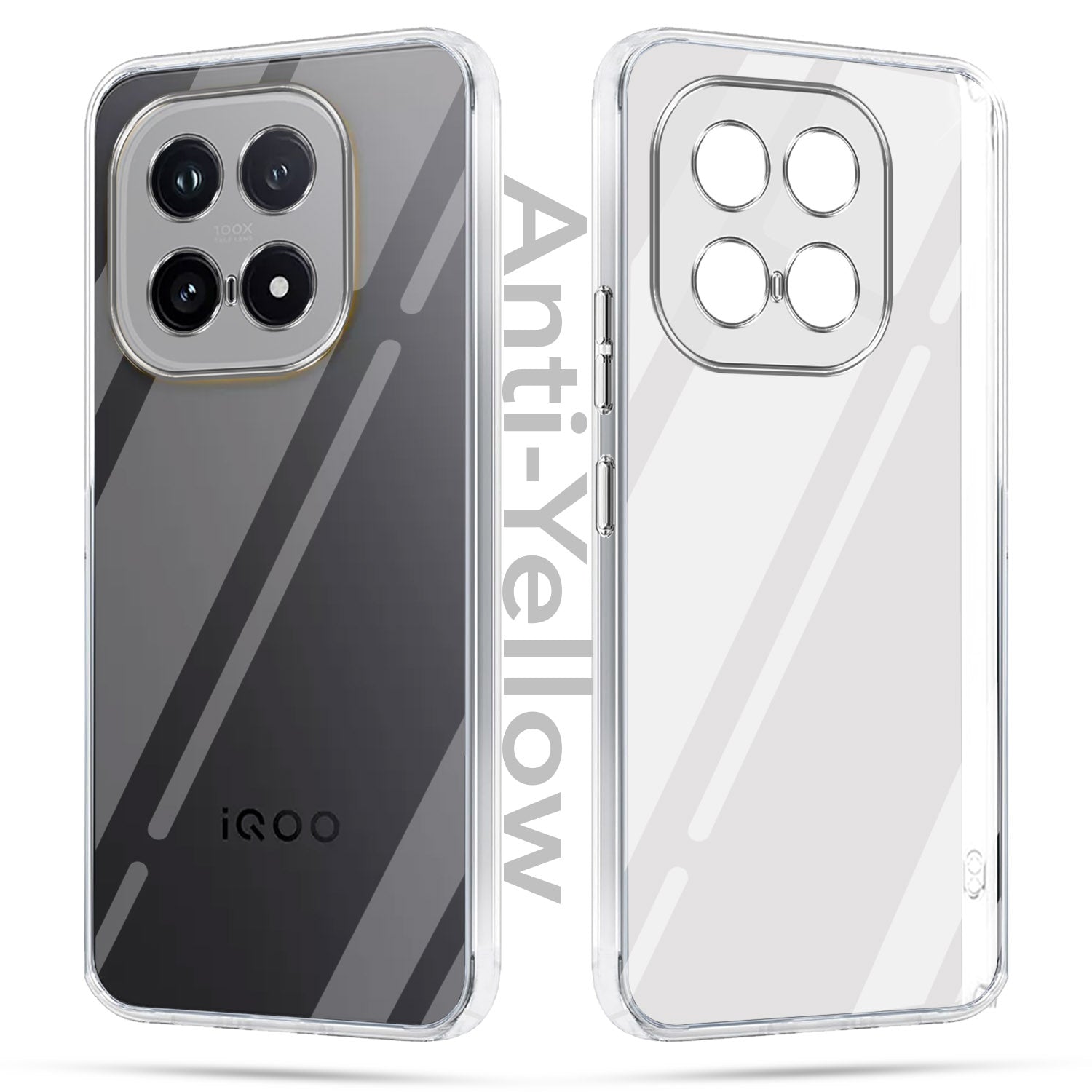 For Vivo iQOO 15 5G Combo with Back Cover and 9H Tempered Glass (Lifetime Anti-Yellow | Sleek Hard Crystal | Oleophobic Coating Screen Glass)