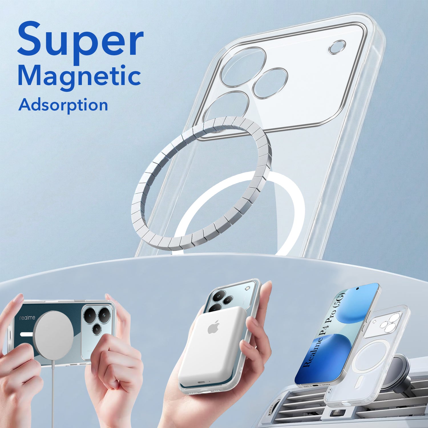 For Realme P4 Pro Back Cover Case Lifetime Anti-Yellow MagSafe Compatible Clear (Sleek Hard Crystal | Shockproof and Camera Protection)