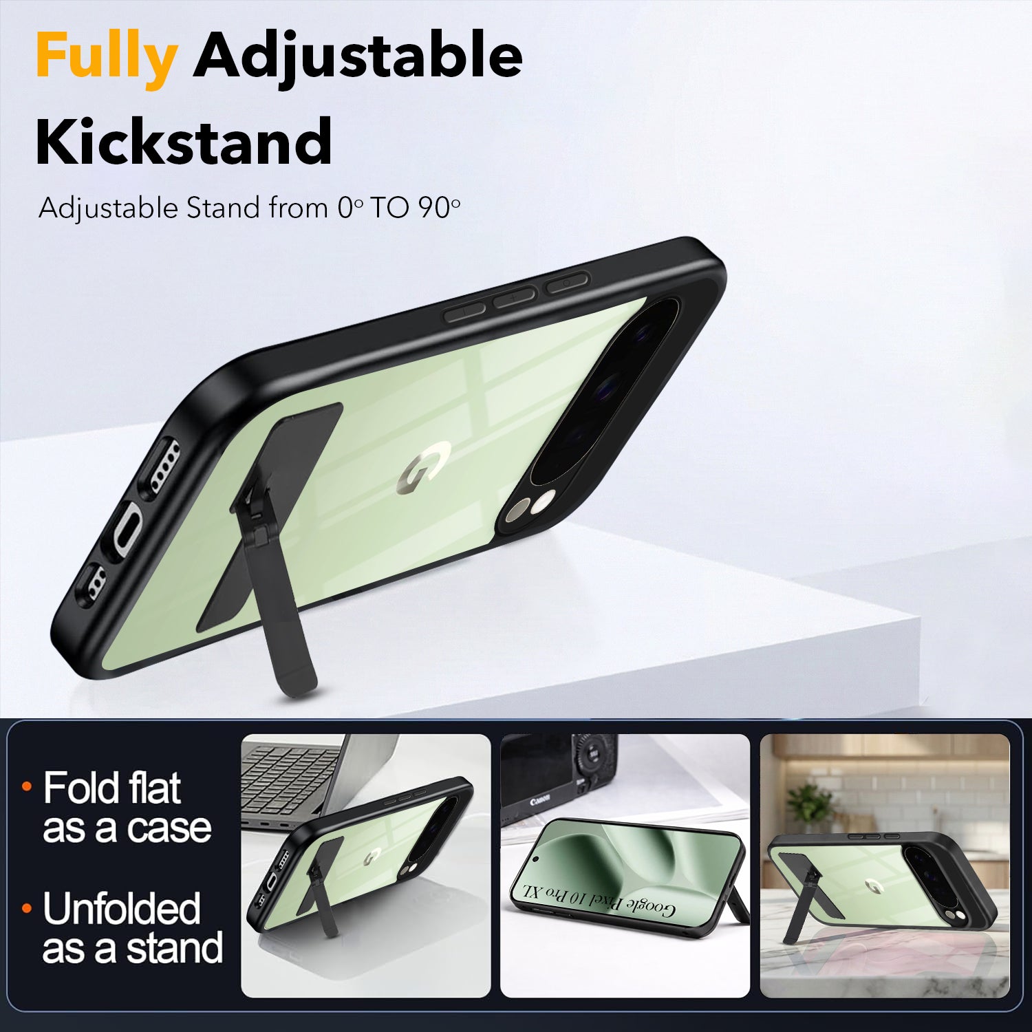 For Google Pixel 10 Pro XL Back Cover Case (Built-in Stand | Lifetime Anti Yellow | Kickstand Shockproof | Camera Protection | MagSafe Compatible)