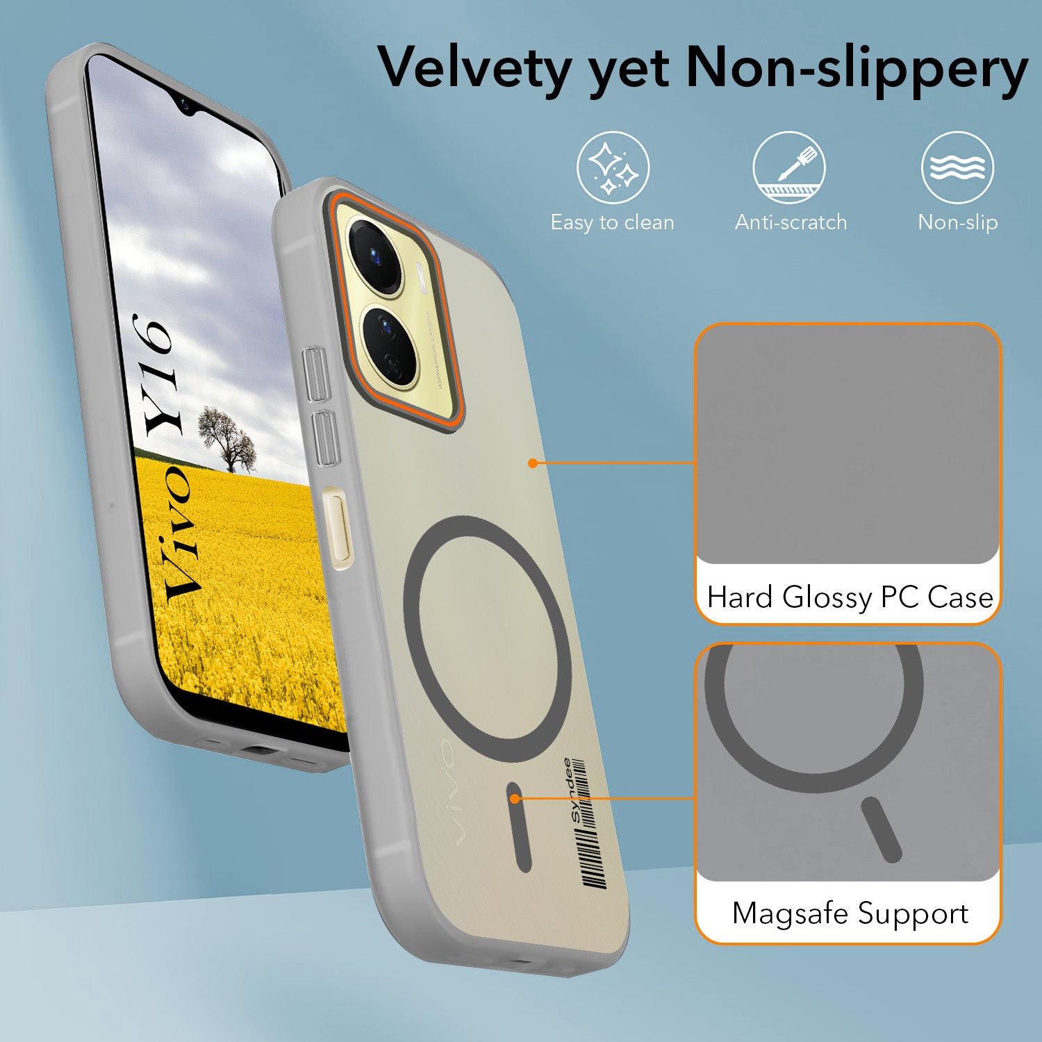 For Vivo Y16 Back Cover Case (Soft Touch | Camera Bump Protection | MagSafe Compatible | Matte Finish)