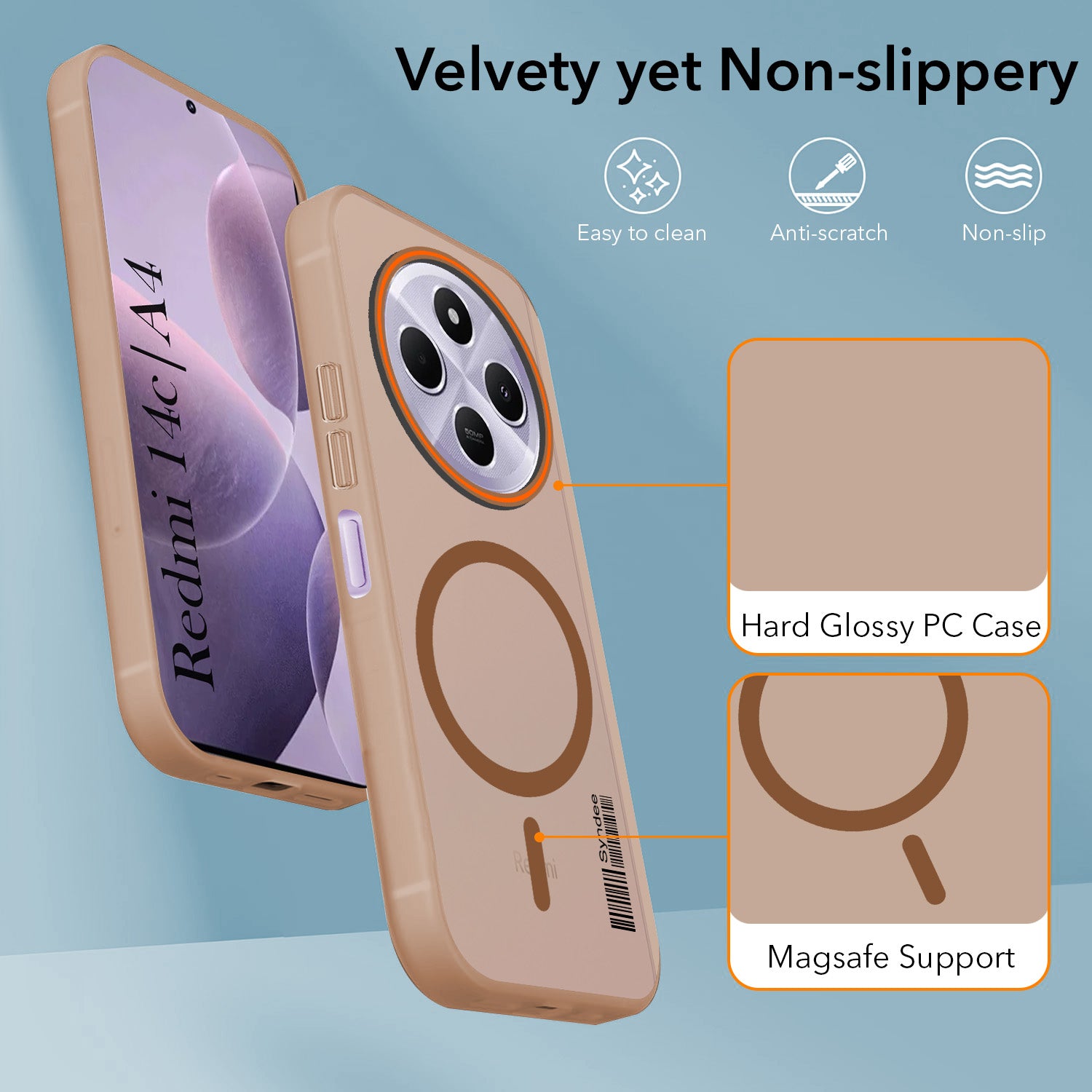 For Redmi A4 5G | Xiaomi Redmi 14C Back Cover Case (Soft Touch | Camera Bump Protection | MagSafe Compatible | Matte Finish)