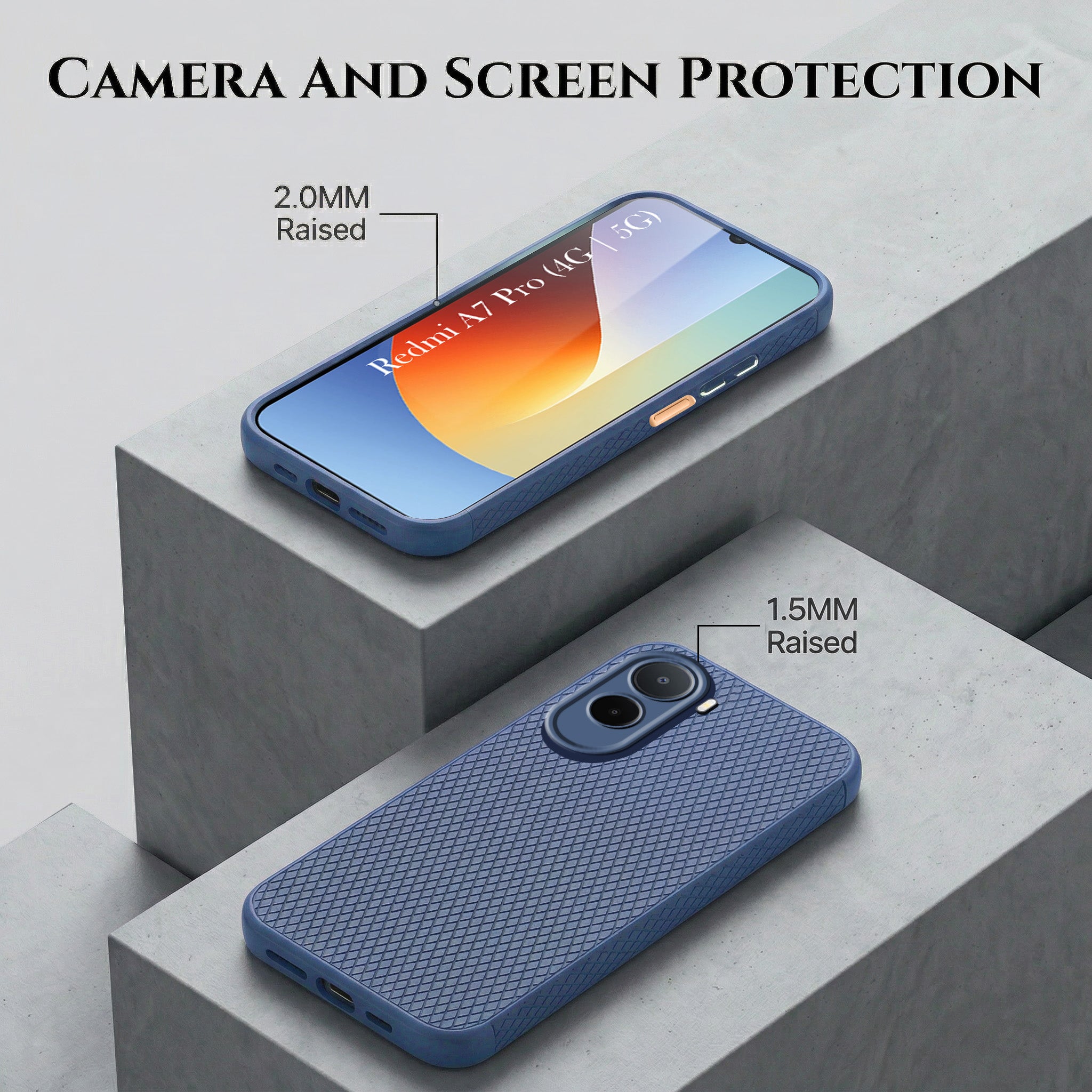 For Redmi A7 Pro 5G Combo with Back Cover and 9H Tempered Glass (Liquid Silicone | Camera Protection | Oleophobic Coating Screen Glass)