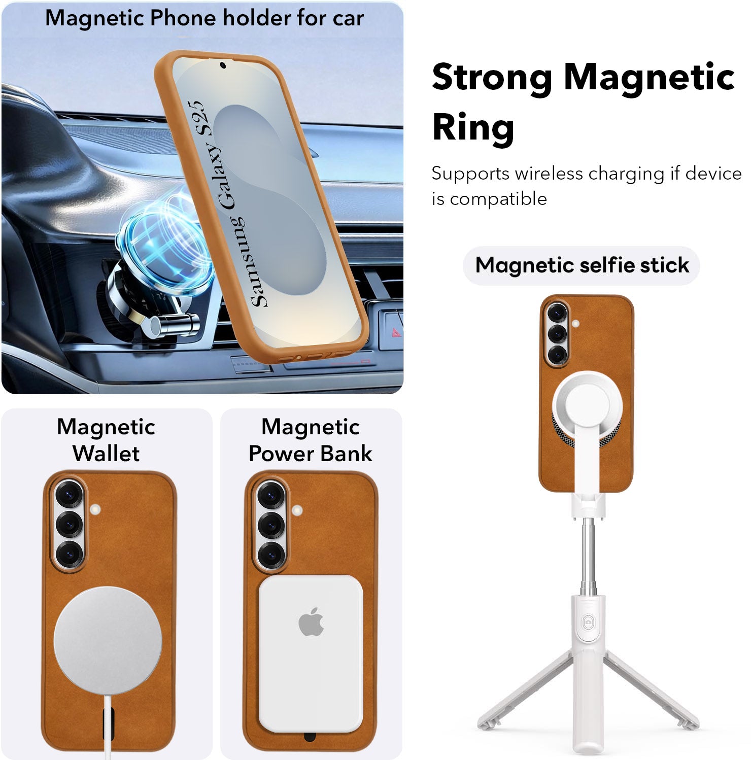 For Samsung Galaxy S25 Back Cover Case (Sleek Leather Finish | MagSafe Compatible Wireless Charging | Camera Bump Protection)