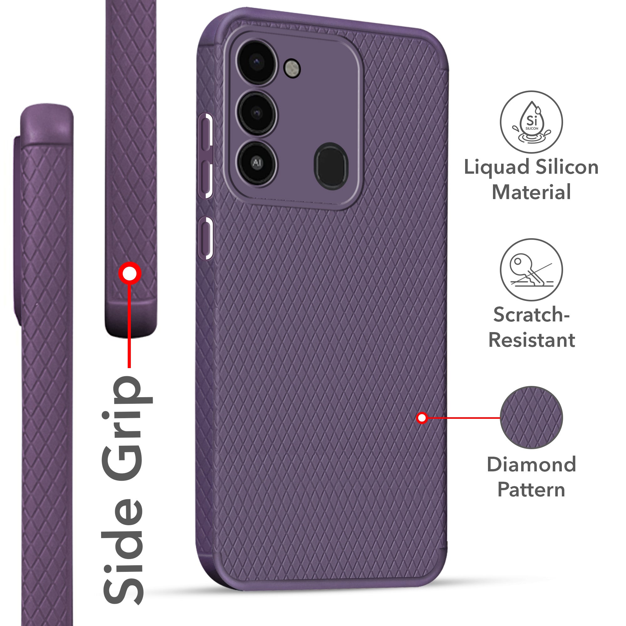 For Tecno Spark Go 2022 Back Cover Case (Liquid Silicone | Side Grip | Camera Protection)