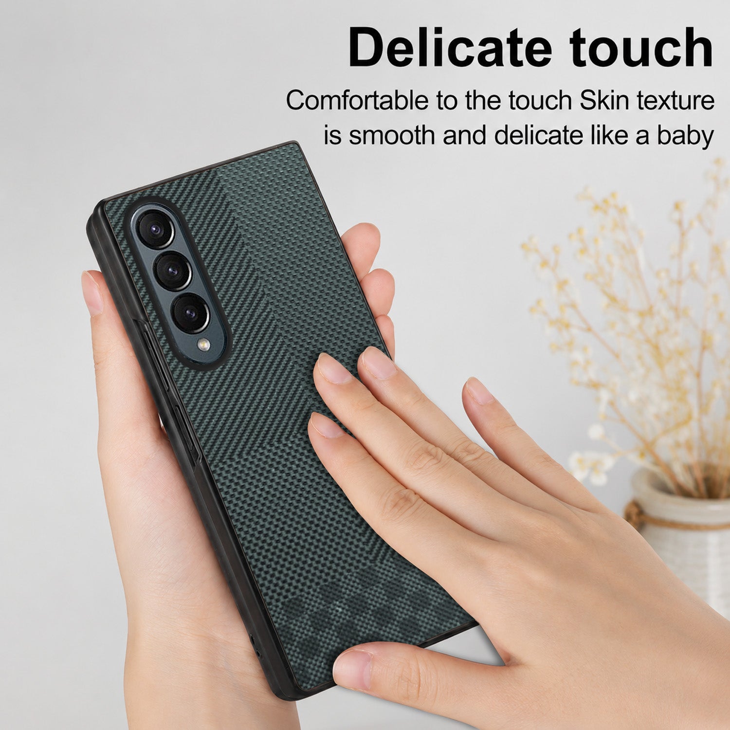For Samsung Galaxy Z Fold 4 5G Back Flip Case Cover (Craft Printed Design | Hybrid Texture | Inside Microfiber Cloth)