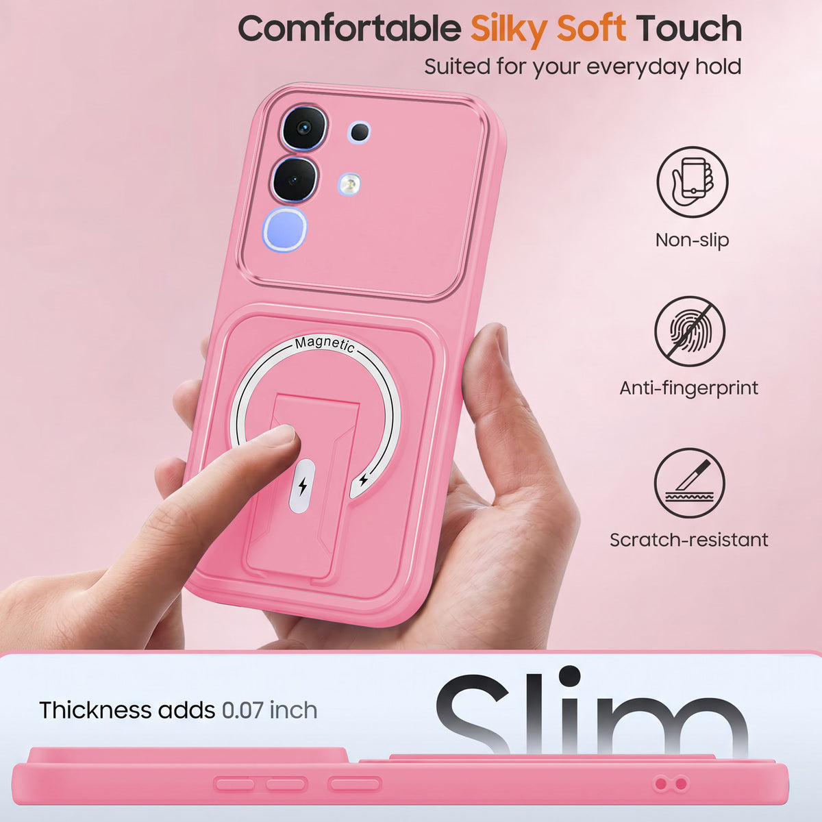 For Vivo iQOO Z10x Back Case Cover Metallic (Hybrid Armor Kickstand | MagSafe Compatible | Camera Protection Shockproof)