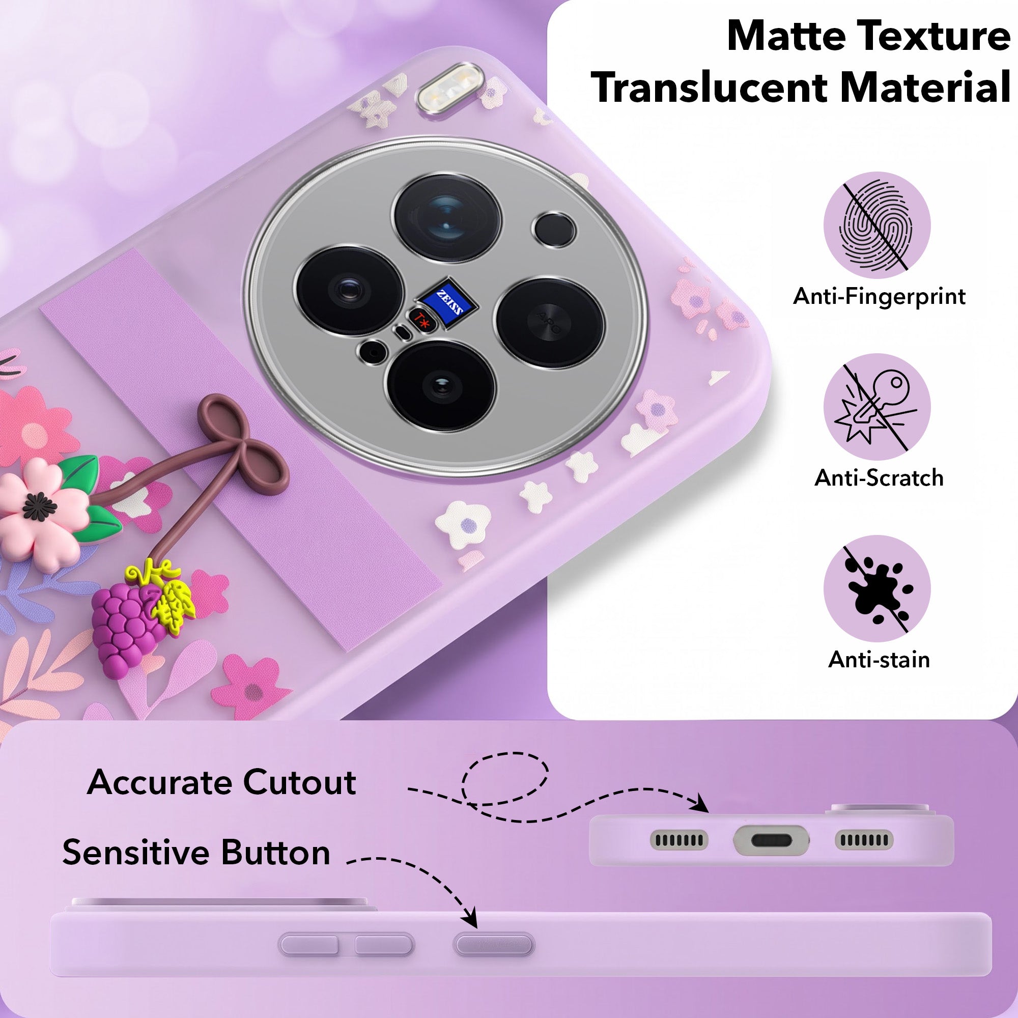 For Vivo X300 Pro Back Cover Case (3D Cute Cartoons | Hard Back Side Soft | Matte Premium Finish | HD Printing) (Copy)