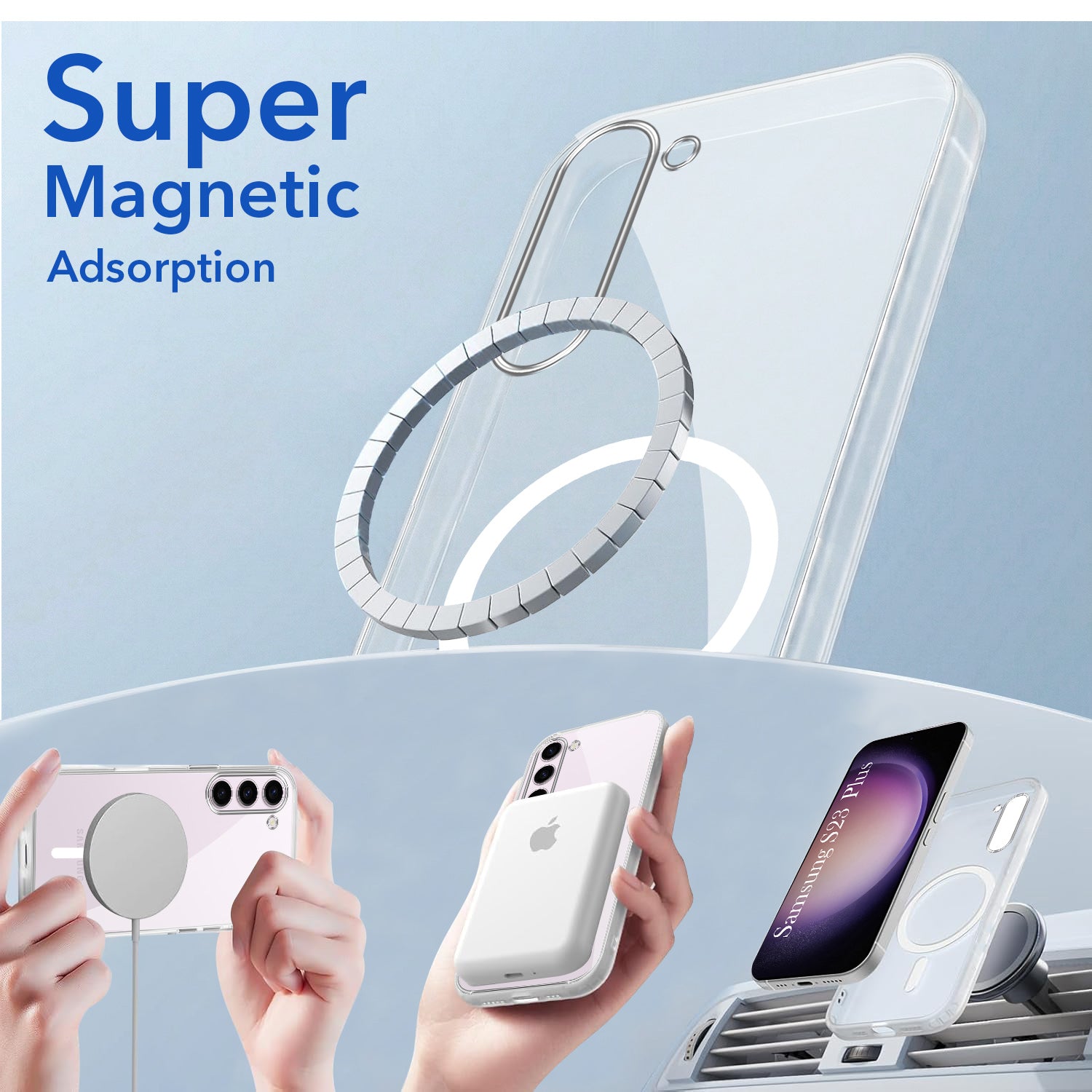 For Samsung Galaxy S23 Plus Back Cover Case Lifetime Anti-Yellow MagSafe Compatible Clear (Sleek Hard Crystal | Shockproof and Camera Protection)