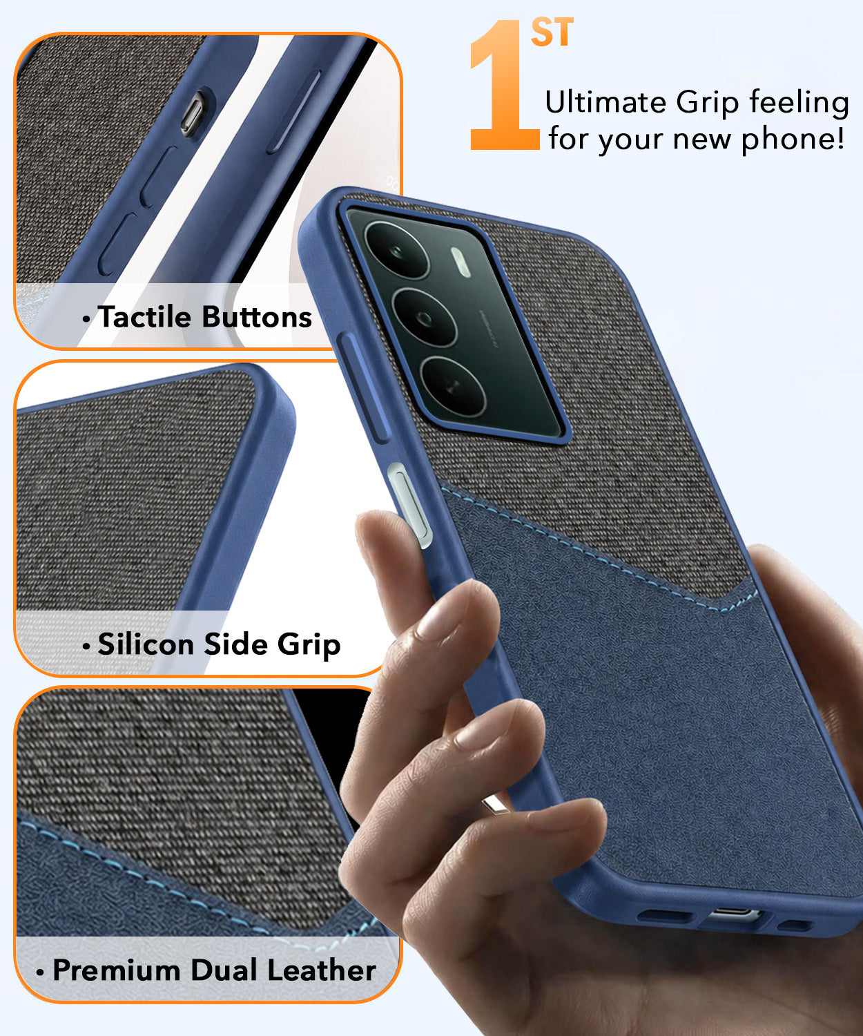 For Realme P3 lite Back Cover Case (Dual PU Leather Stitch | Professional Minimalist | Soft and Flexible)