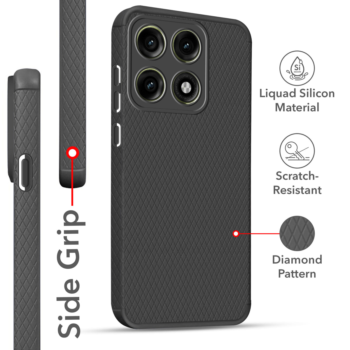 For Motorola Edge 70 Pro |  Motorola Edge 70 Pro Plus Back Cover Case Liquid Silicone (Camera Protection | Side Grip Texture | Soft and Flexible)