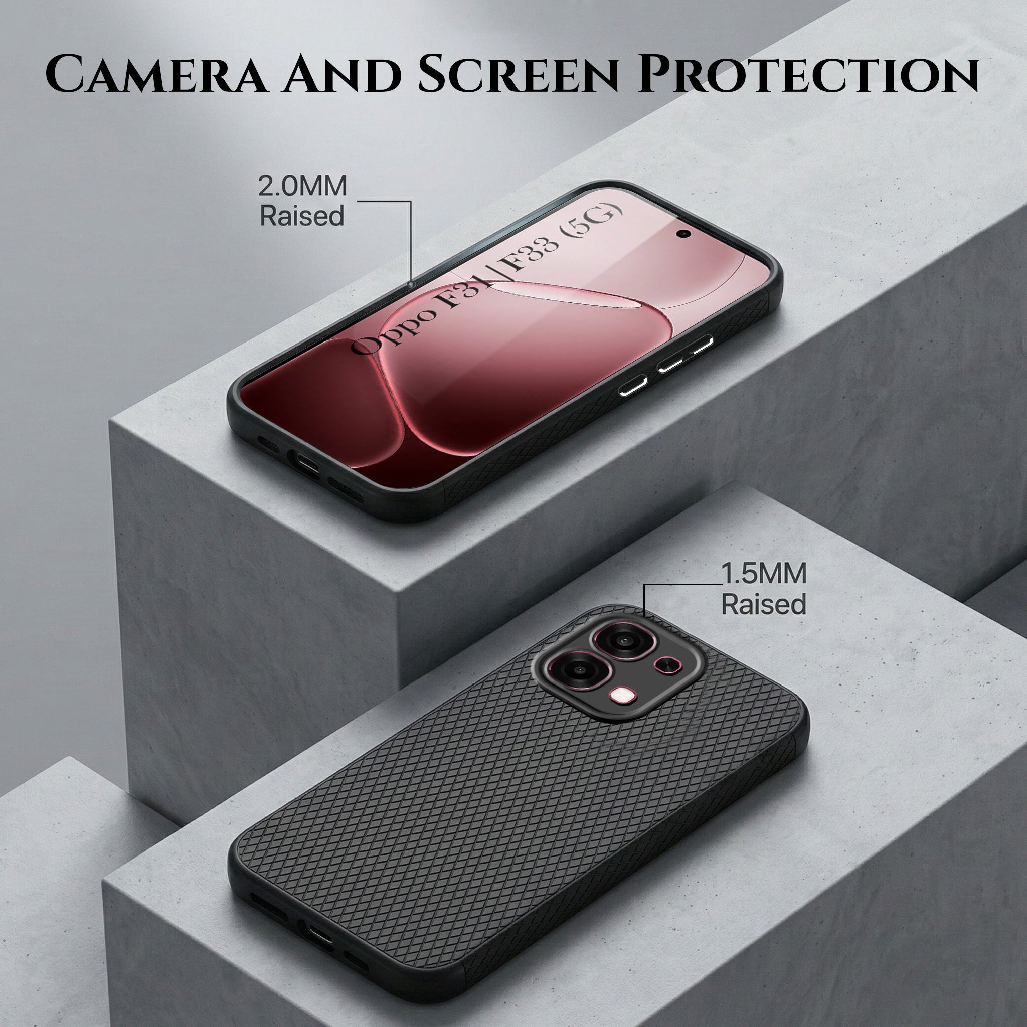 For Oppo F31 5G | Oppo F33 5G Combo with Back Cover and 9H Tempered Glass (Liquid Silicone | Camera Protection | Oleophobic Coating Screen Glass)