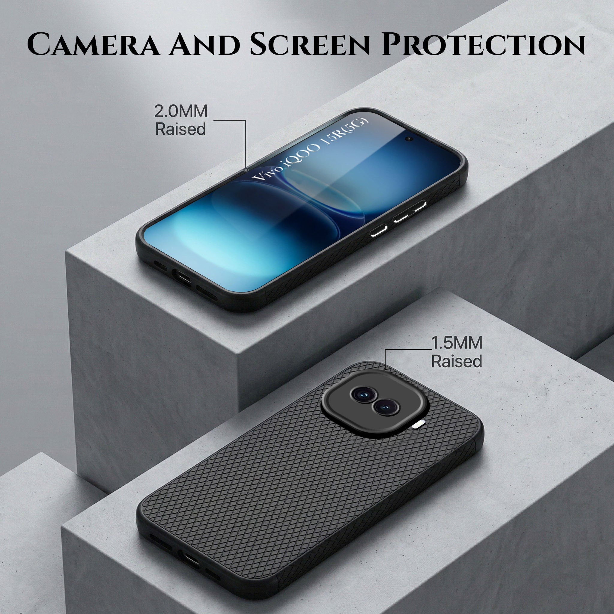 For Vivo iQOO 15R 5G Combo with Back Cover and 9H Tempered Glass (Liquid Silicone | Camera Protection | Oleophobic Coating Screen Glass)