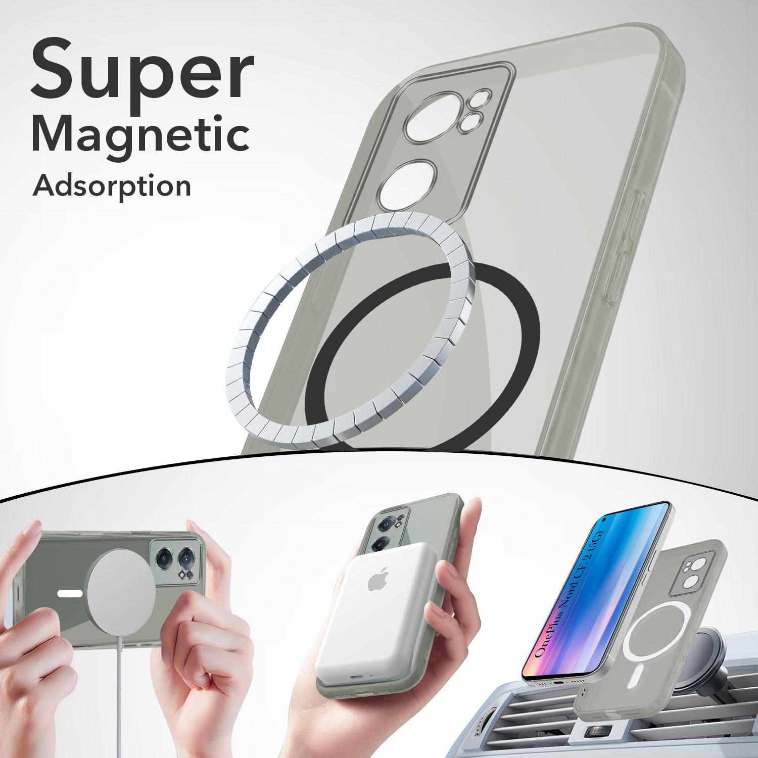 For OnePlus Nord CE 2 5G Back Cover Case Lifetime Anti-Yellow MagSafe Compatible Clear (Sleek Hard Crystal | Shockproof and Camera Protection)