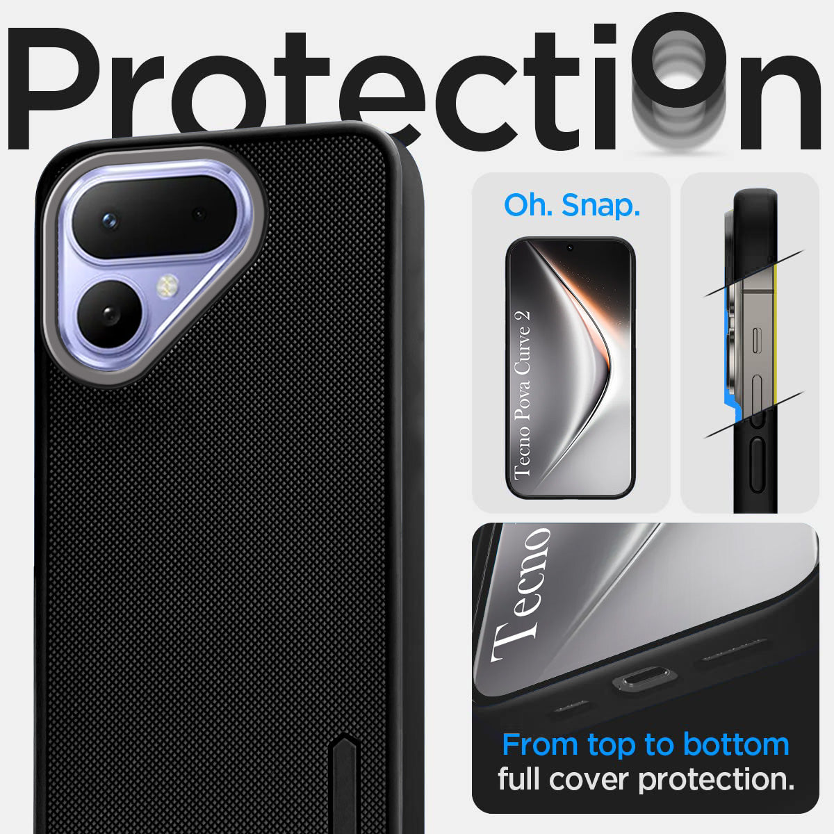 For Tecno Pova Curve 2 Back Cover Case Rubberised (Textured Grip Design | Micro-Fiber Cloth Inside | Slim and Light Weight | Soft Touch and Feel)