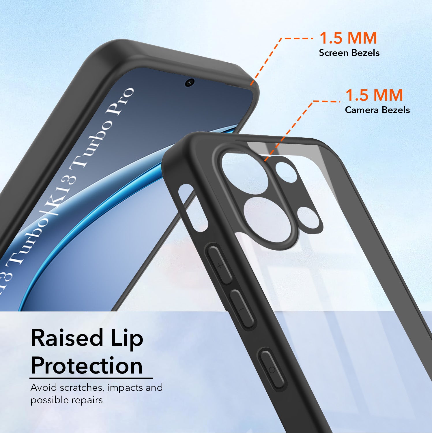 For Oppo K13 Turbo | Oppo K13 Turbo Pro Combo with Back Cover and 9H Tempered Glass (Lifetime Anti-Yellow | Crystal Clear Shockproof | Oleophobic Coating Screen Glass)