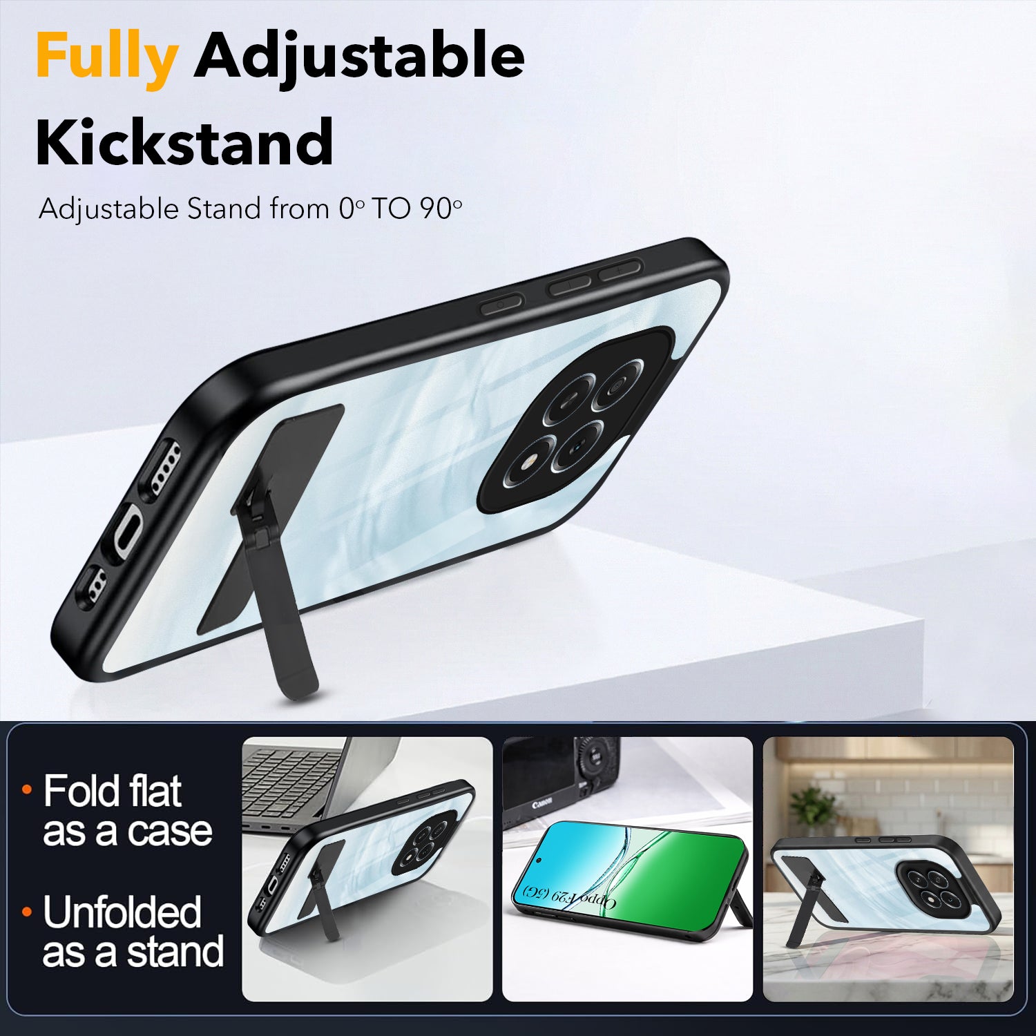 For Oppo F29 Back Cover Case (Built-in Stand | Lifetime Anti Yellow | Kickstand Shockproof | Camera Protection | MagSafe Compatible)