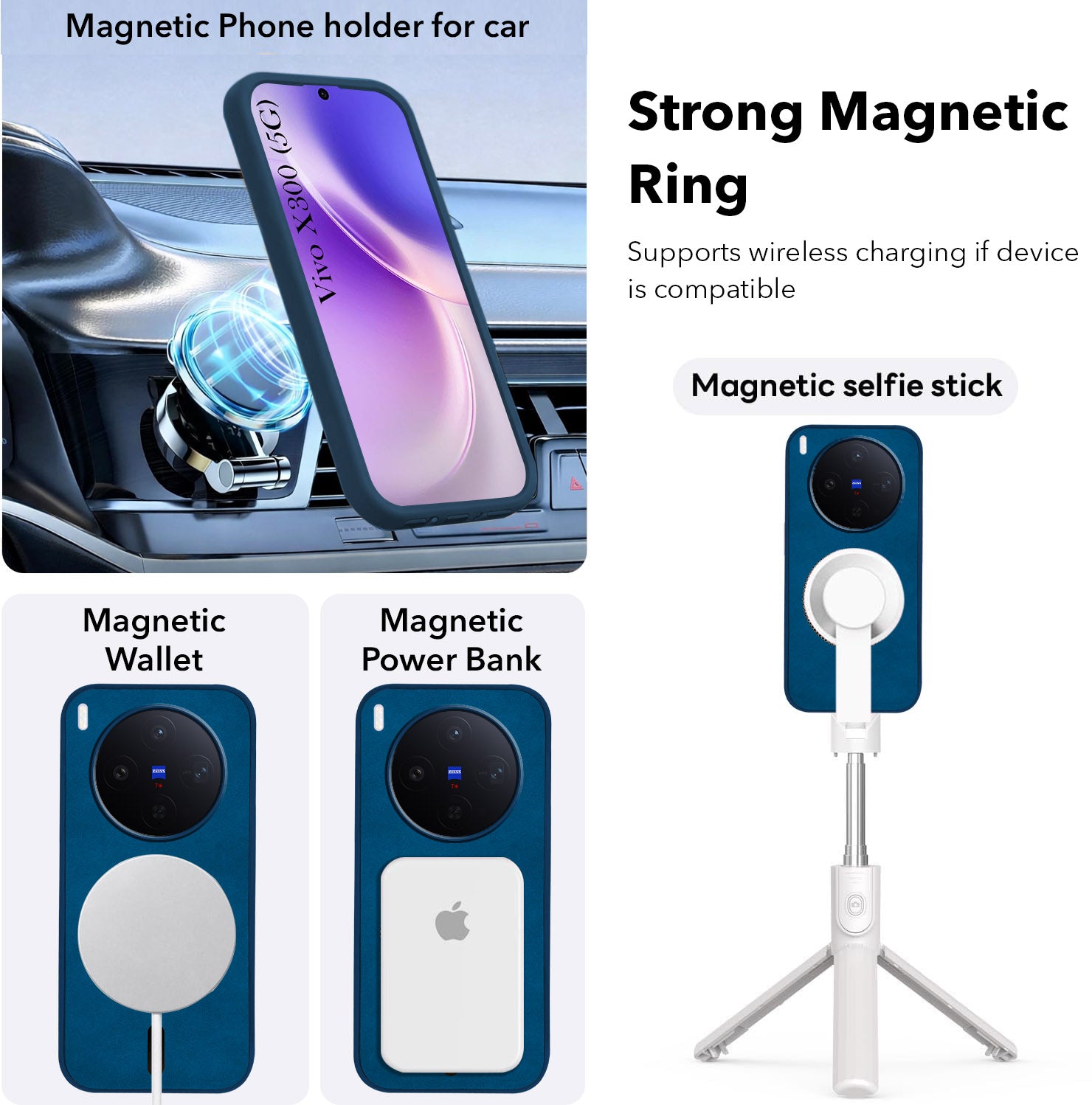 For Vivo X300 5G Back Cover Case Leather Finish (MagSafe Compatible Wireless Charging | Soft Touch | Camera Bump Protection)
