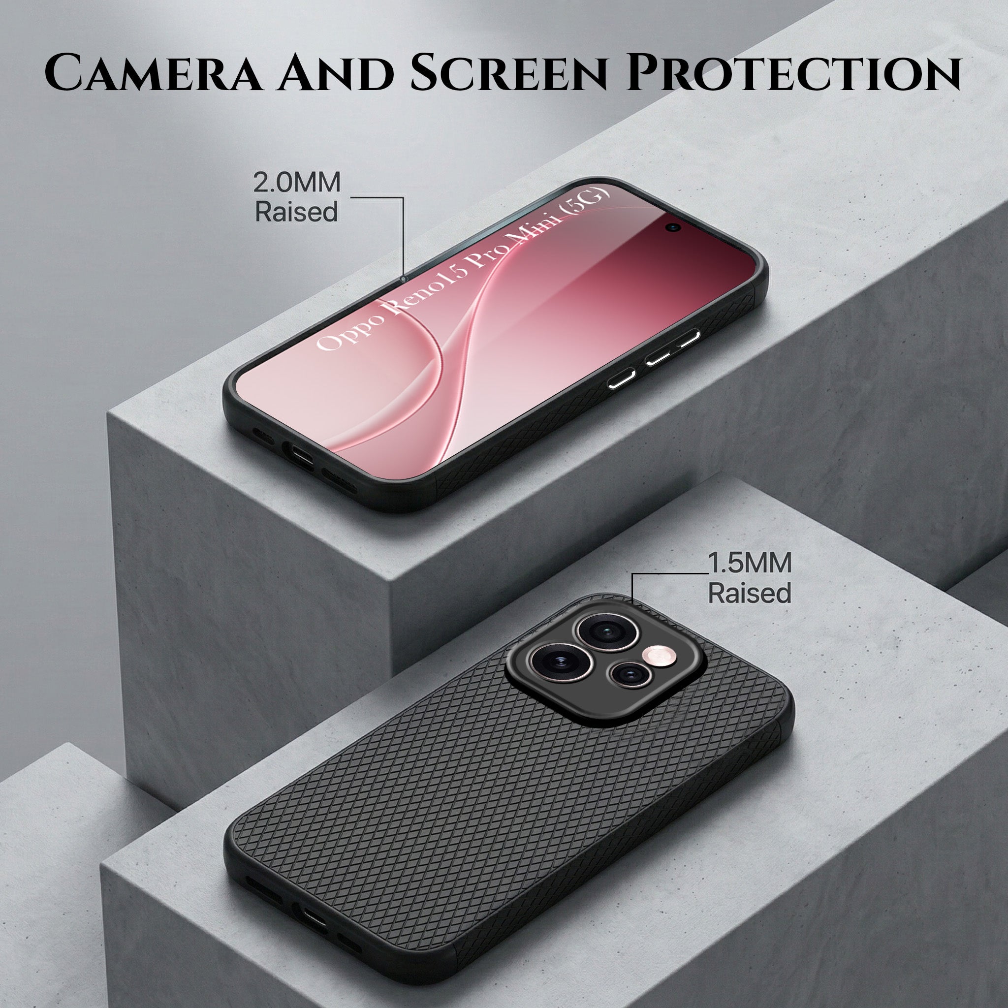 For Oppo Reno15 Pro Mini 5G | Oppo Reno 15 Pro Mini 5G Combo with Back Cover and 9H Tempered Glass (Liquid Silicone | Camera Protection | Oleophobic Coating Screen Glass)