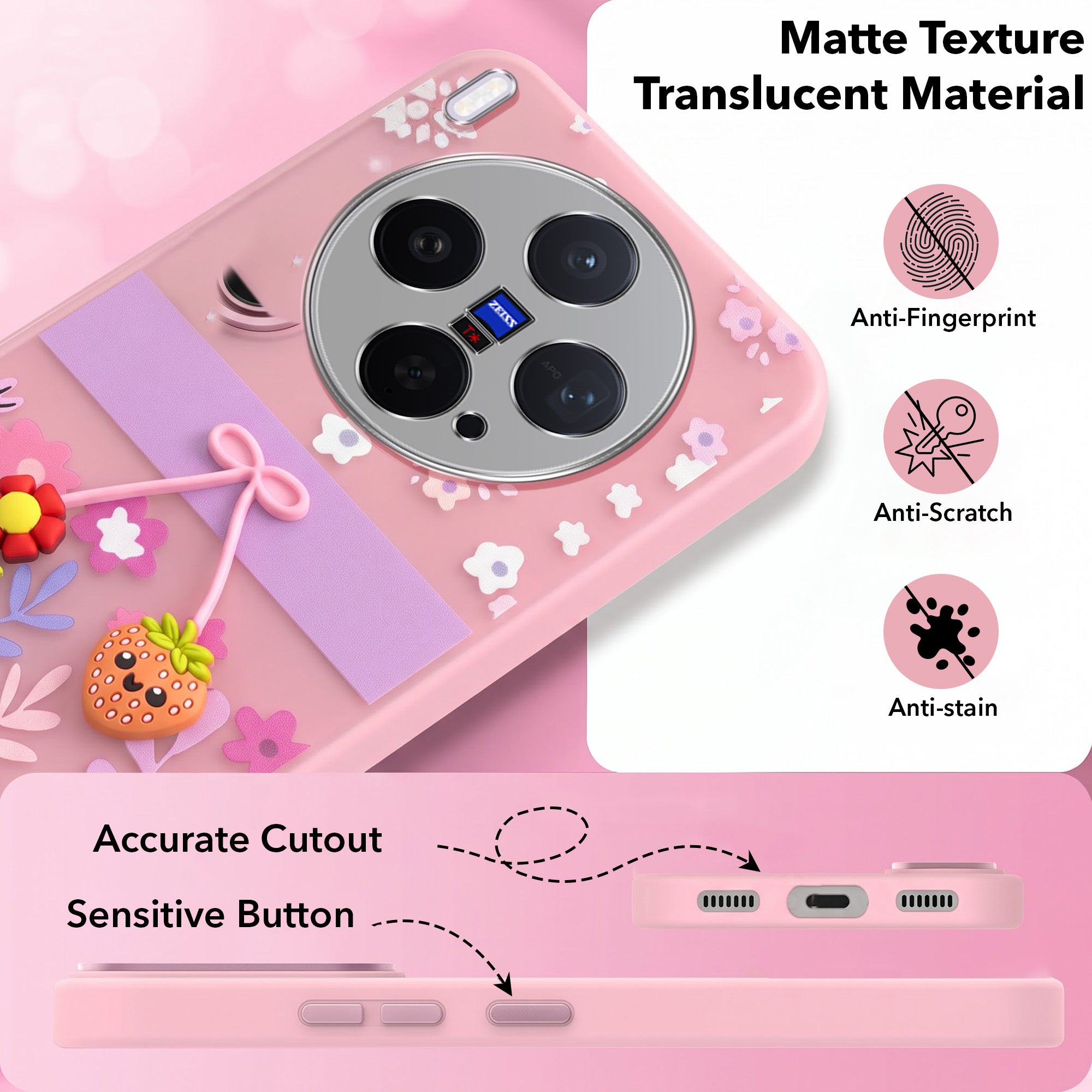 For Vivo X300 5G Back Cover Case (3D Cute Cartoons | Hard Back Side Soft | Matte Premium Finish | HD Printing)