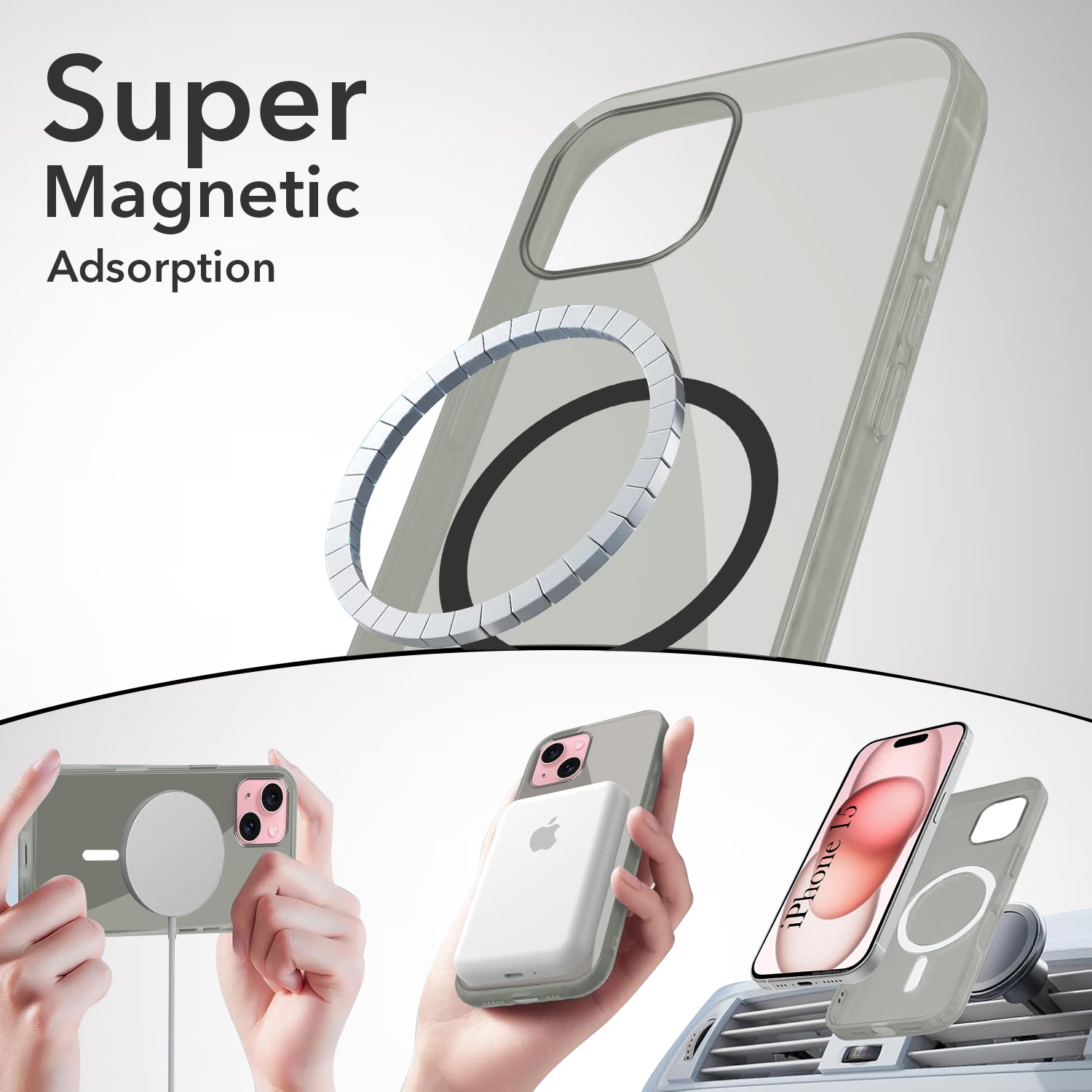 For Apple iPhone 15 Back Case Cover Lifetime Anti-Yellow MagSafe Compatible Clear (Sleek Hard Crystal | Camera Protection and Shockproof)