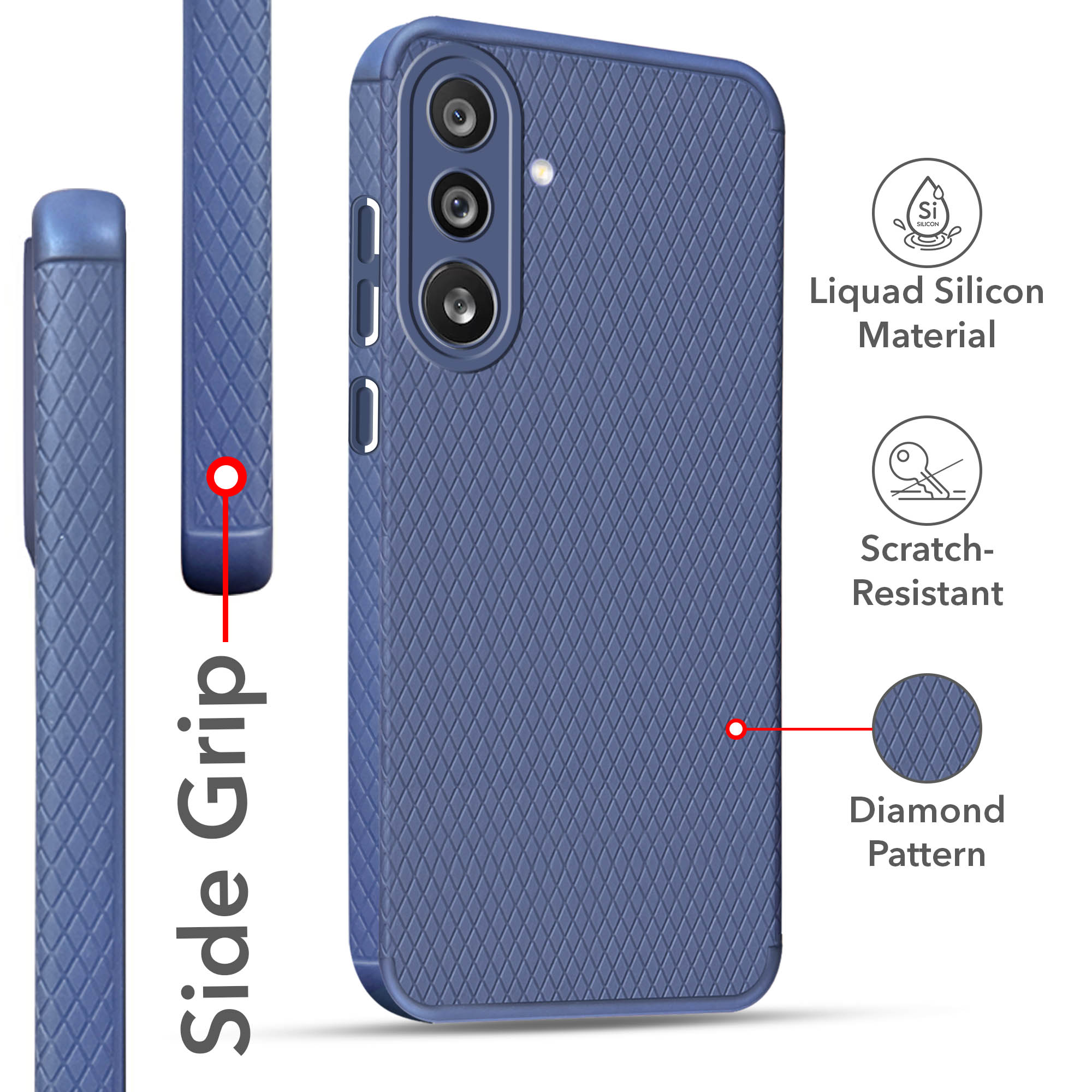 For Samsung Galaxy M56 | Samsung Galaxy F56 Back Cover Case (Liquid Silicone | Side Grip | Camera Protection)