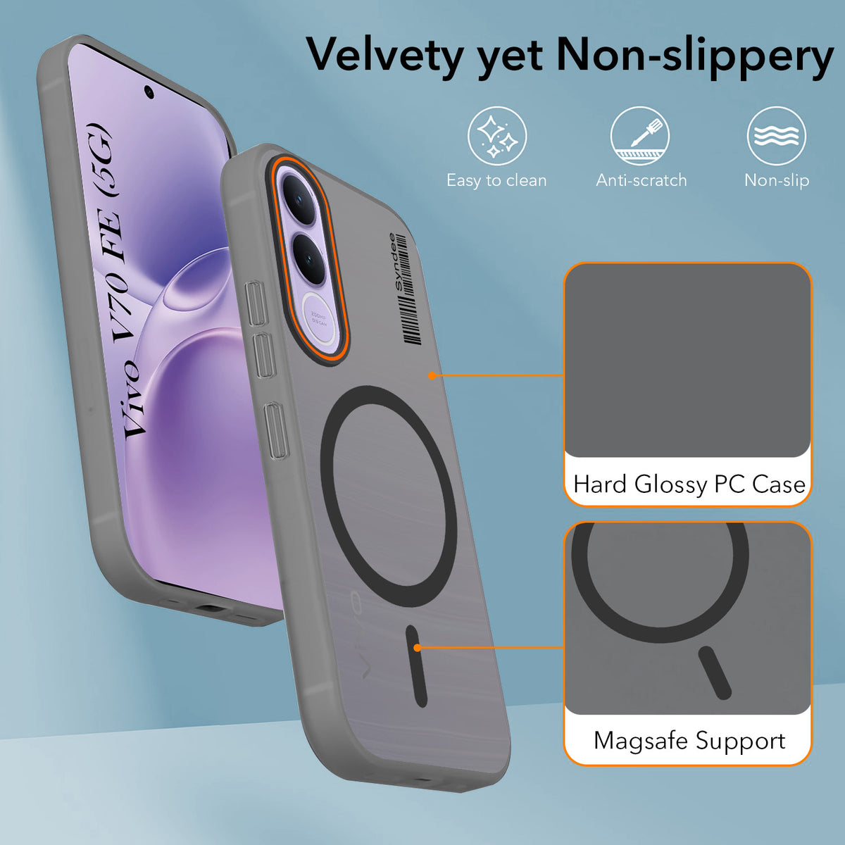 For Vivo V70 FE 5G Back Cover Case (Soft Touch | Camera Bump Protection | MagSafe Compatible | Matte Finish)