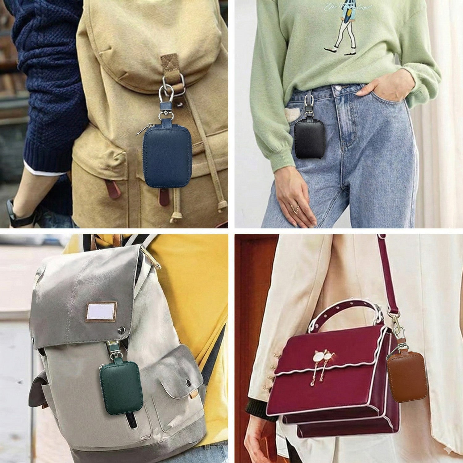 TWS Earphones Universal Leather Zip Pouch