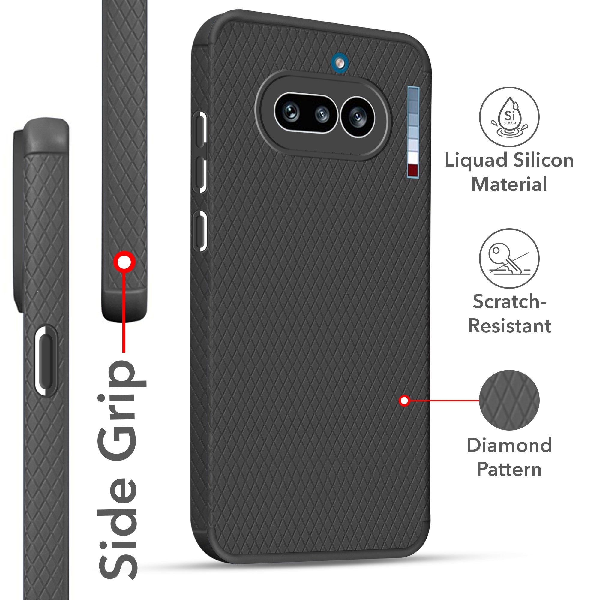 For Nothing Phone 4A 5G Back Cover Case Liquid Silicone (Camera Protection | Side Grip Texture | Soft and Flexible)