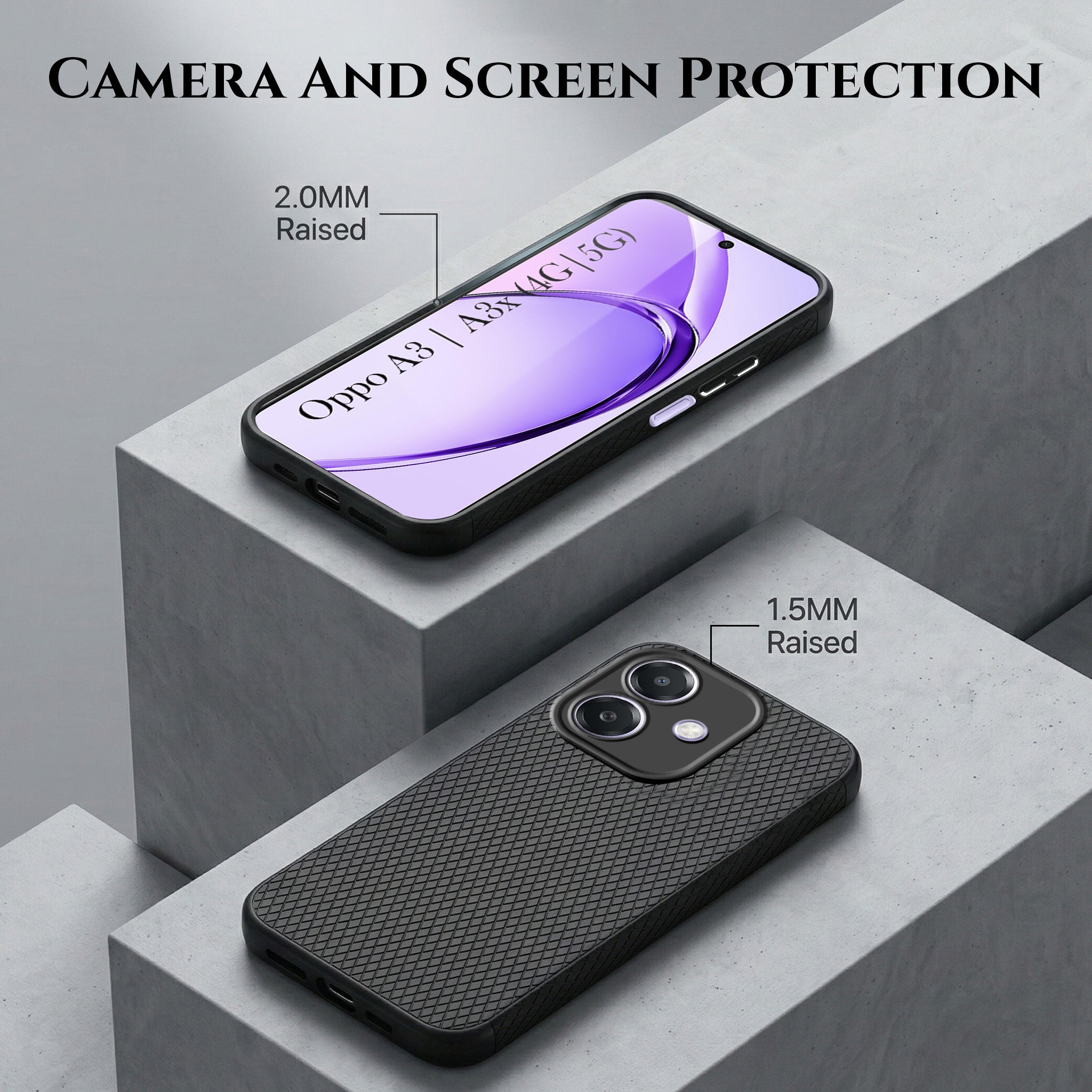 For Oppo A3X (4G/5G) | Oppo A3 5G Combo with Back Cover and 9H Tempered Glass (Liquid Silicone | Camera Protection | Oleophobic Coating Screen Glass)