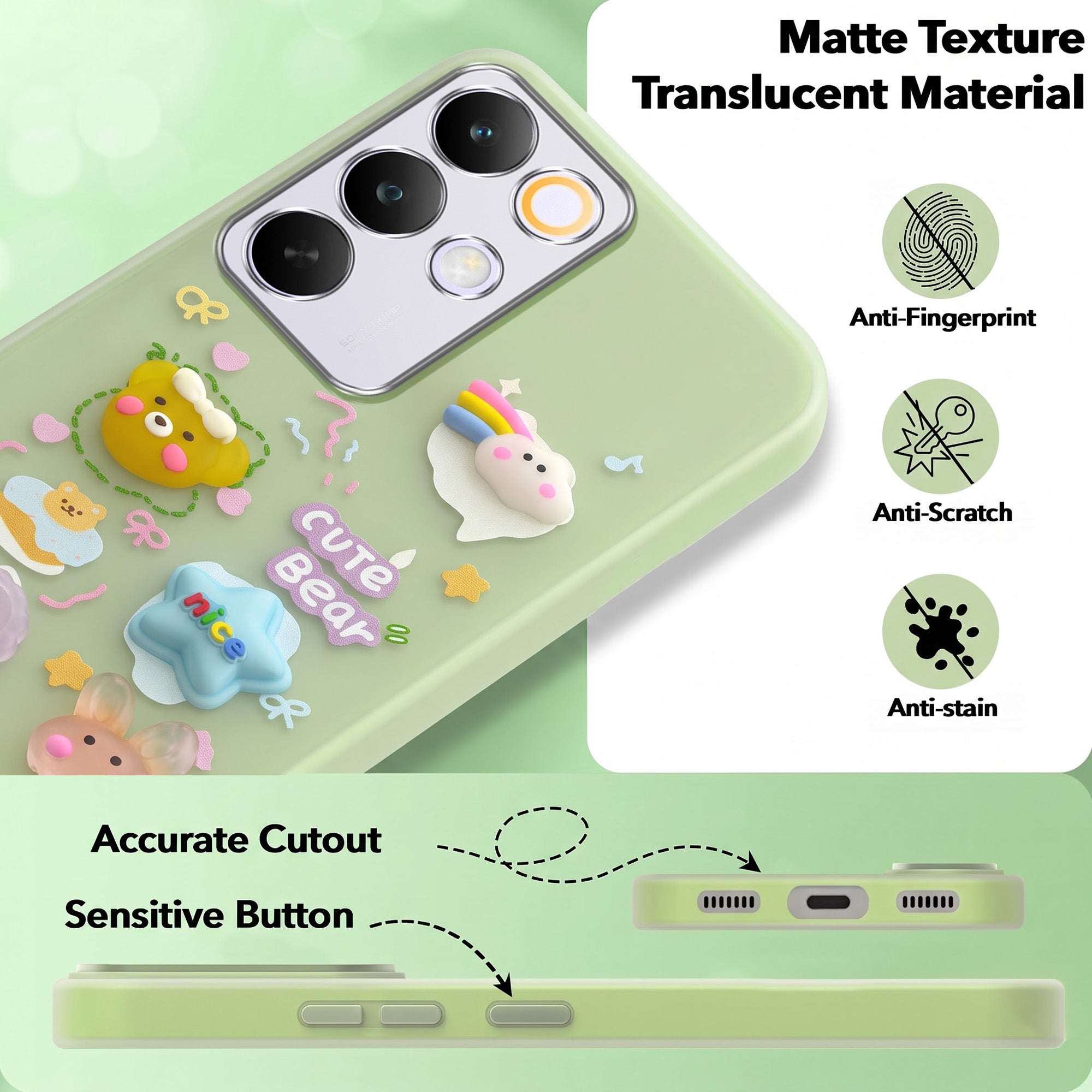 For Realme C85 5G | Realme Narzo 90x Back Cover Case (3D Cute Cartoons | Hard Back Side Soft | Matte Premium Finish | HD Printing)