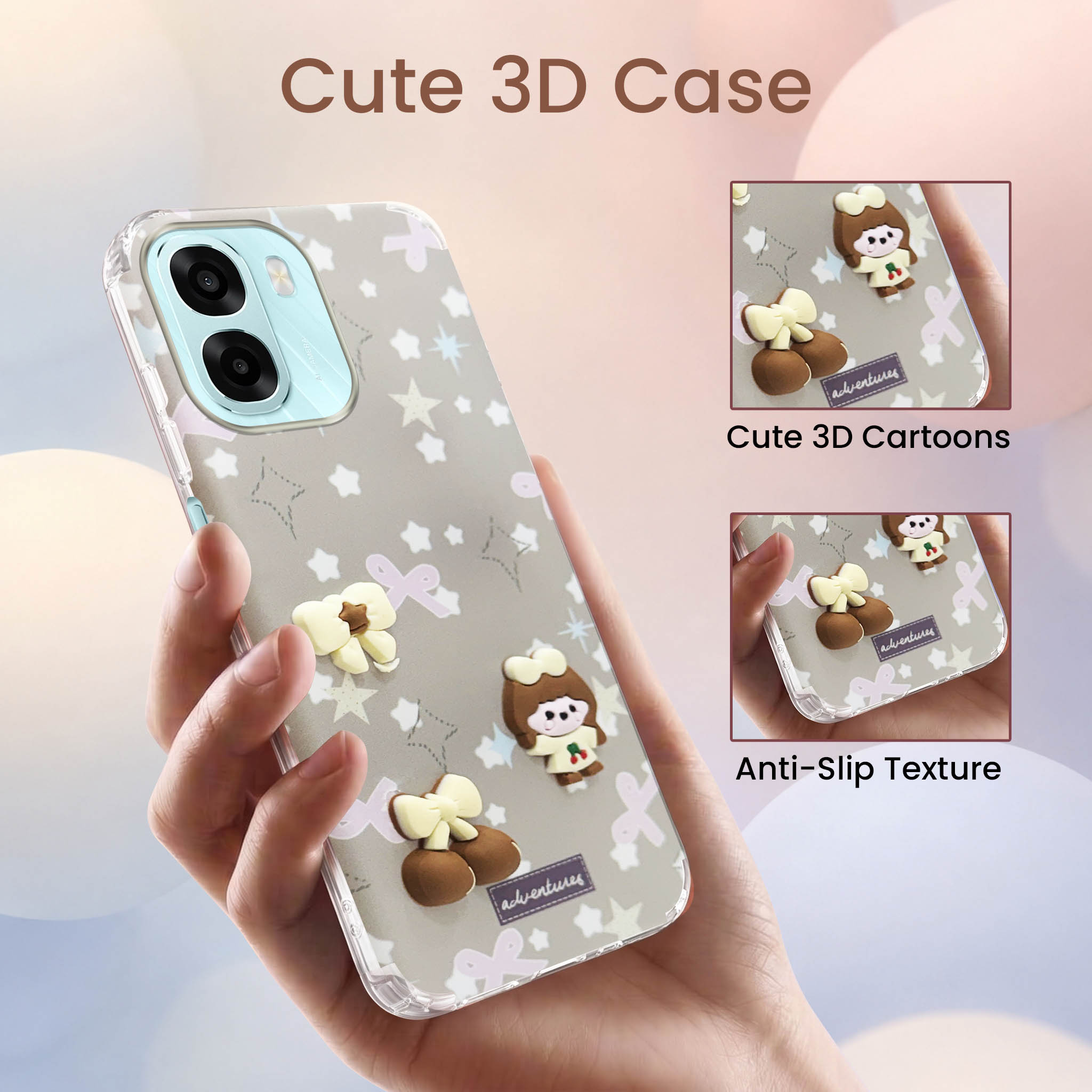 For Oppo A6X | Oppo A6S Back Cover Case (3D Cute Cartoons | Hard Back Side Soft | Matte Premium Finish | HD Printing)