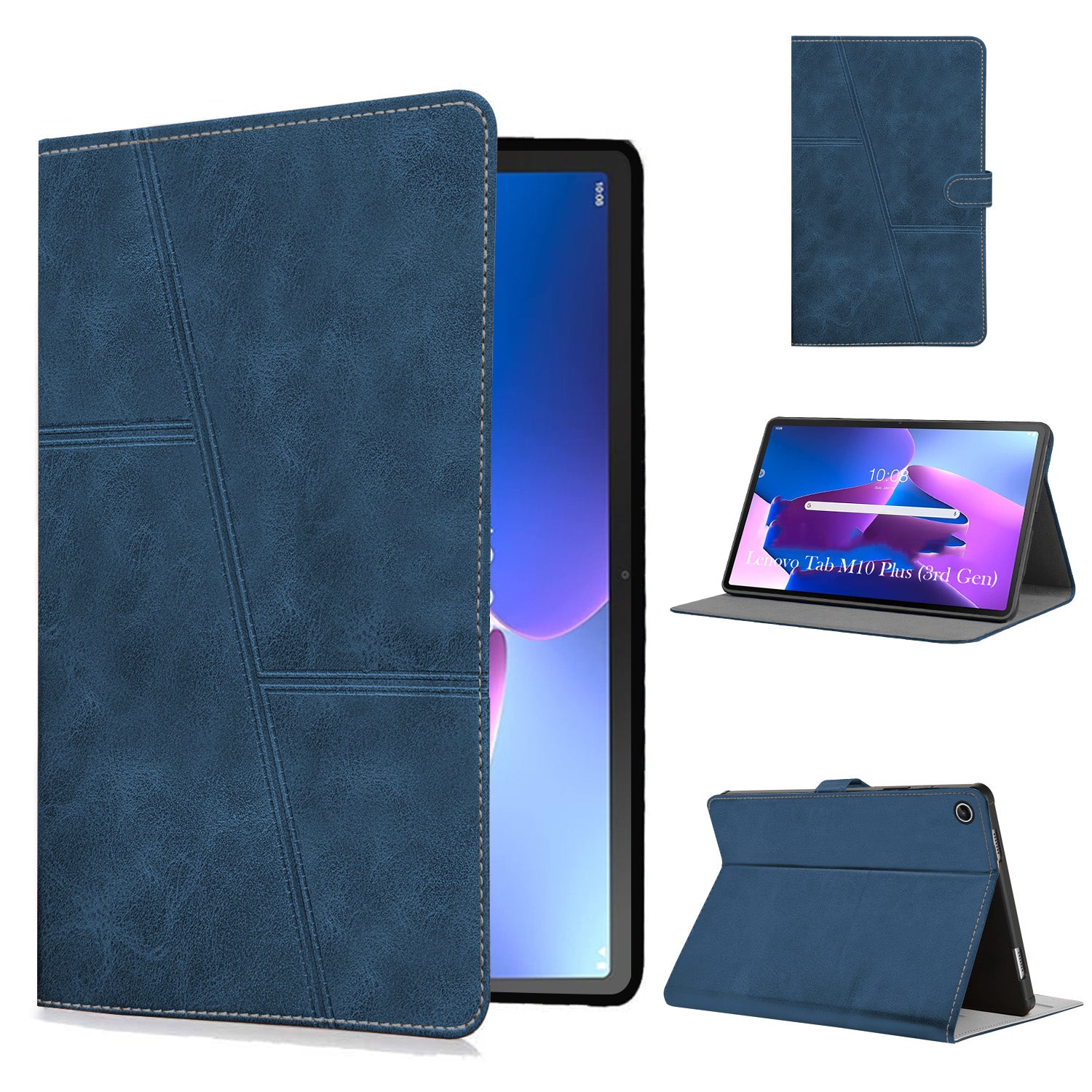 For Flip Cover Folio Case Lenovo Tab M10 Plus (3rd Gen) 12 Inch (PU Leather | Multi-Angle Smart Stand | Card Storage Slots | Silicone Back Pouch)