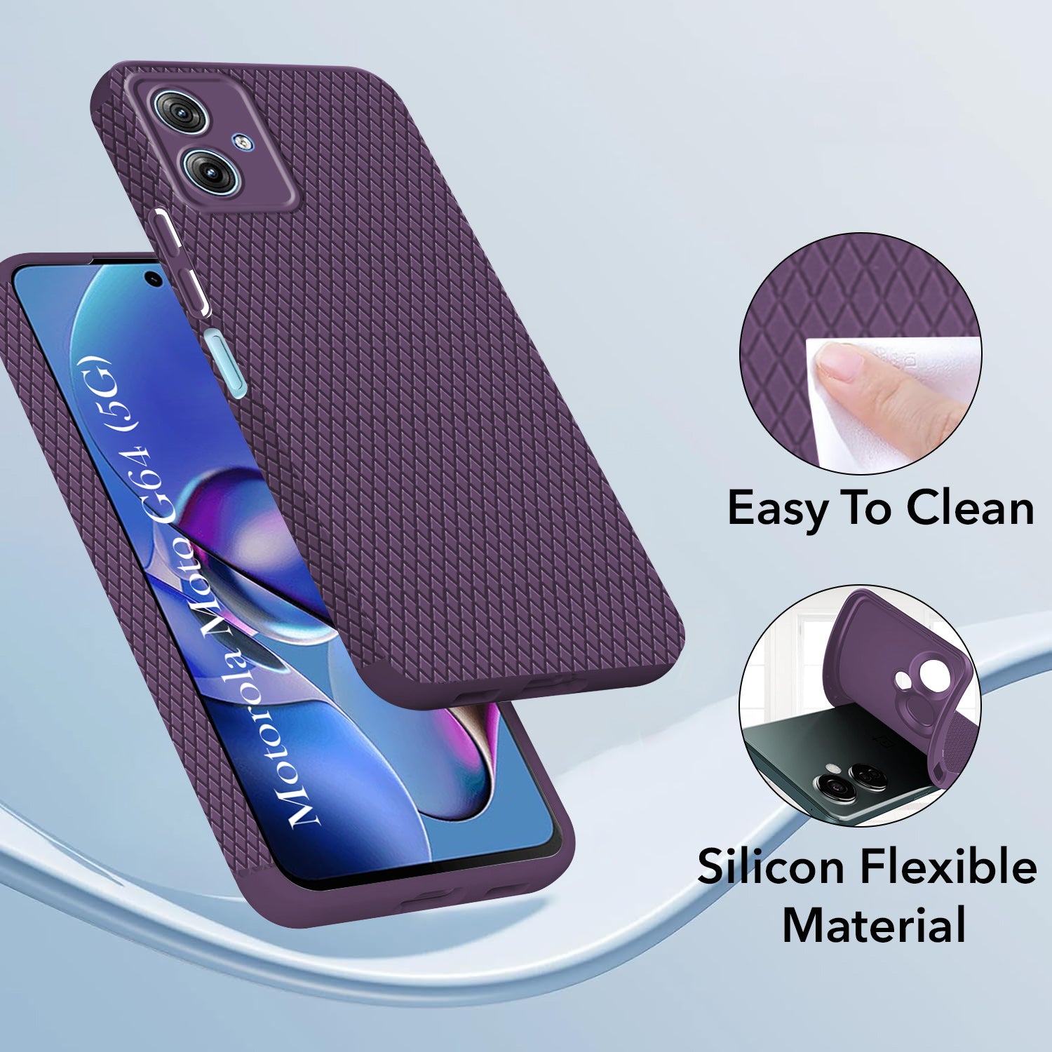 For Motorola Moto G64 5G Back Cover Case (Liquid Silicone | Side Grip | Camera Protection)