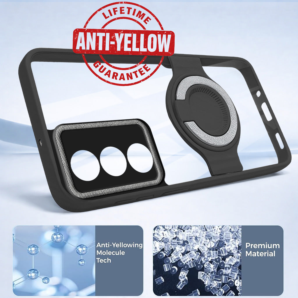 For Oneplus Nord 5 Back Cover Case with stand (Built-in Ring Holder Kickstand | Lifetime Anti Yellow | Camera Protection)