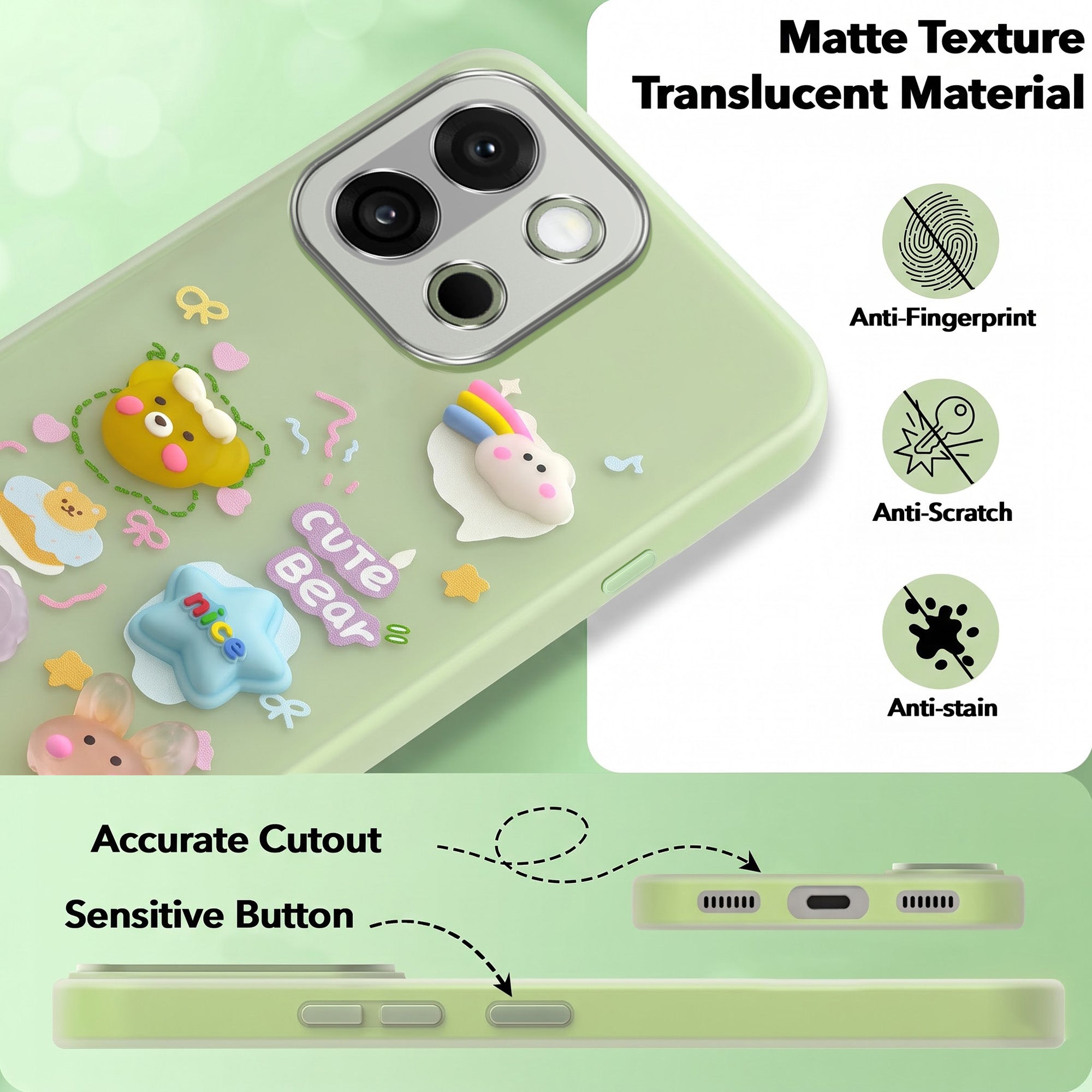 For OnePlus 13S Back Cover Case (3D Cute Cartoons | Hard Back Side Soft | Matte Premium Finish | HD Printing)