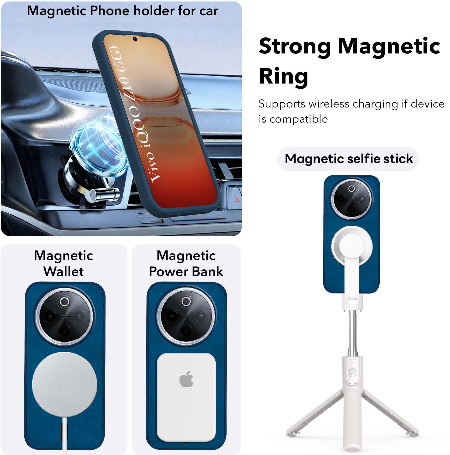 For Vivo iQOO Z10 Back Cover Case Leather Finish (MagSafe Compatible Wireless Charging | Soft Touch | Camera Bump Protection)