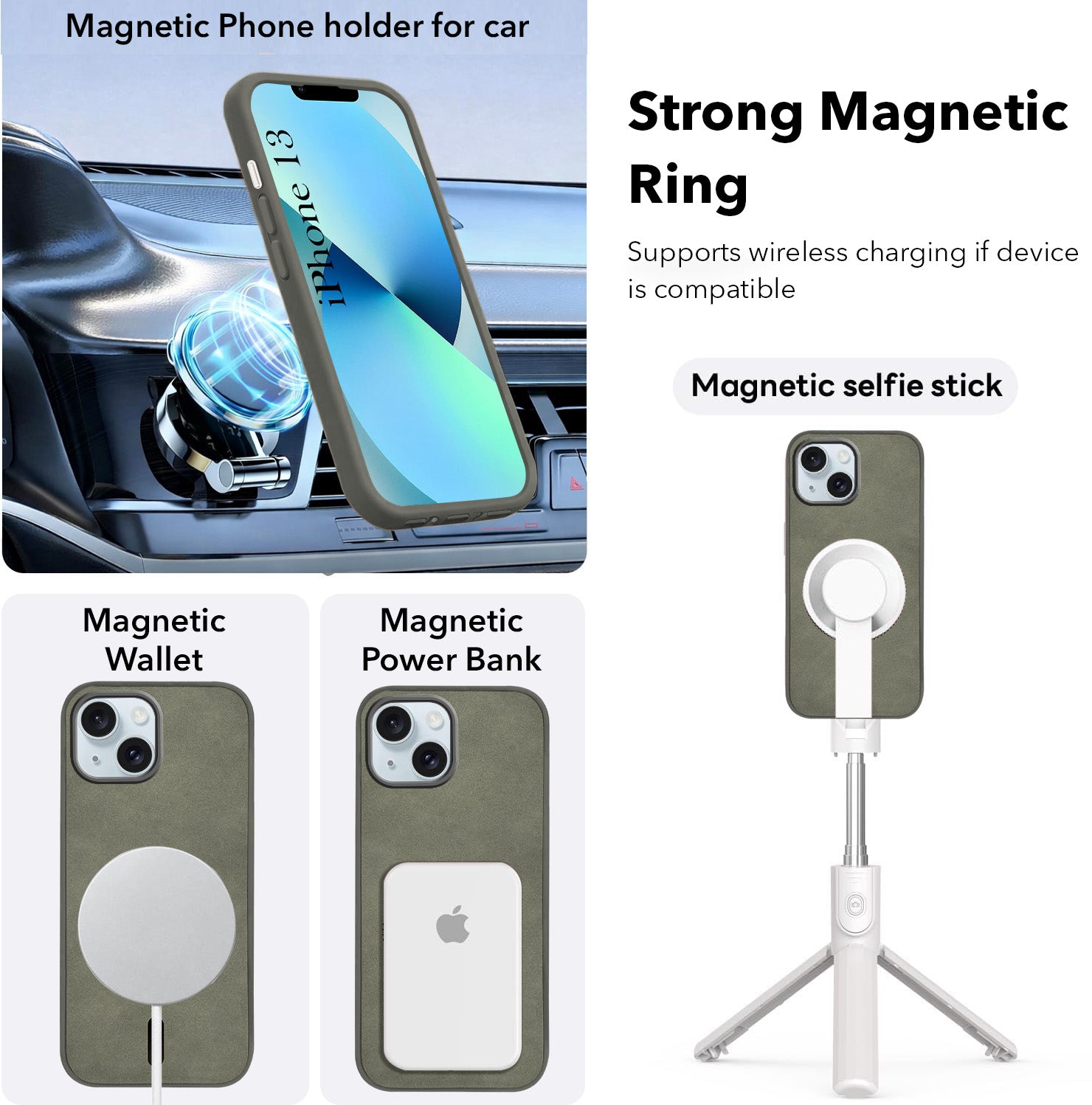 For Apple iPhone 13 Back Cover Case (Sleek Leather Finish | MagSafe Compatible Wireless Charging | Camera Bump Protection)