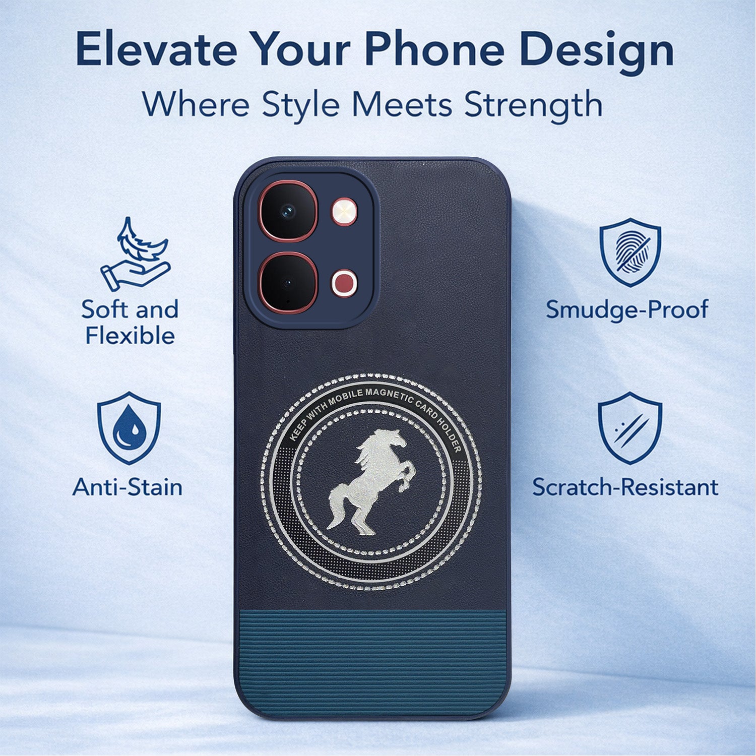 For Vivo Y51 Pro 5G | Vivo T5x Back Cover Case PU Leather Finish (Professional Minimalist Texture | MagSafe Compatile | Camera Protection | Sleek Sober Formal) (Copy)