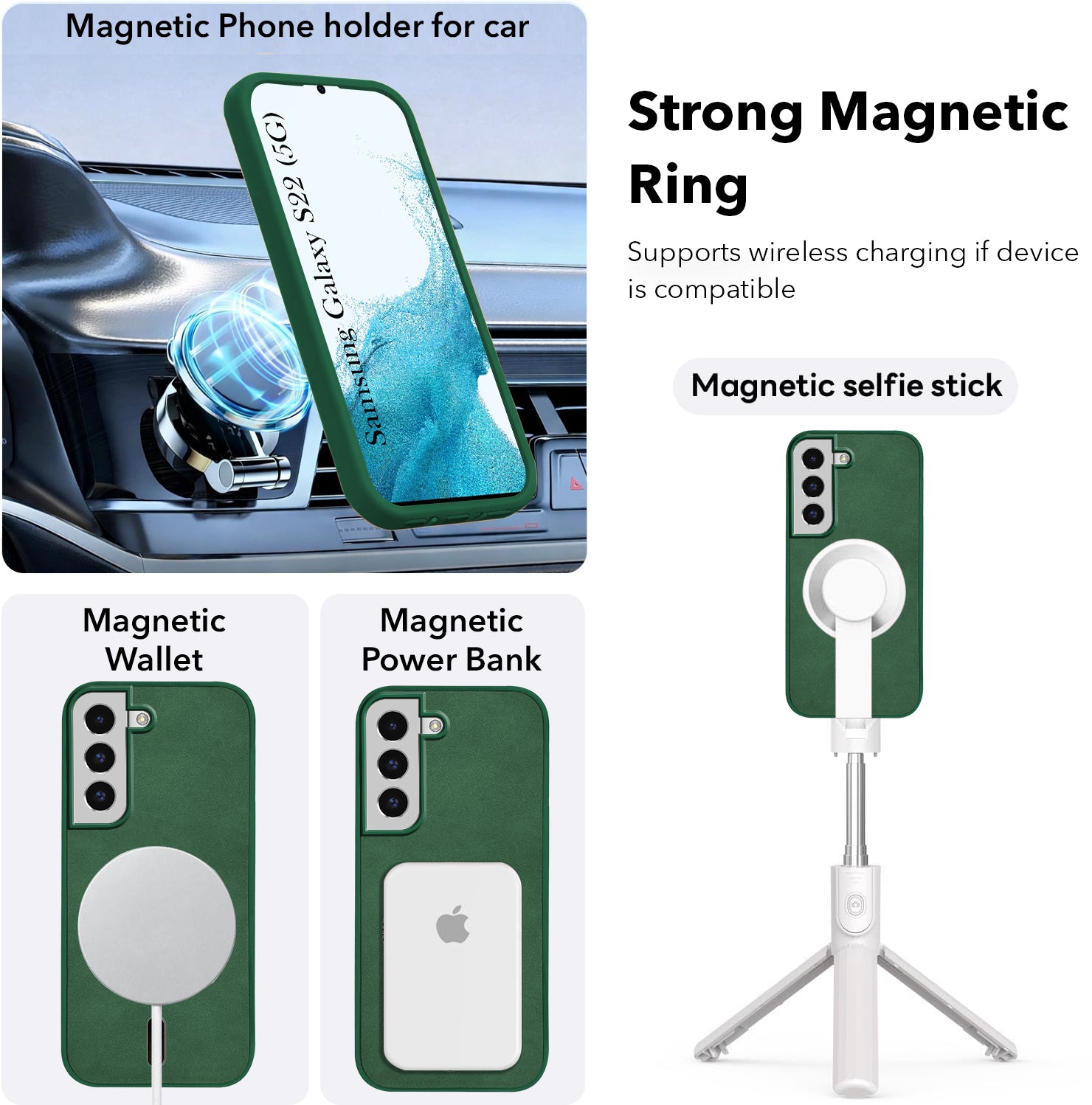 For Samsung Galaxy S22 Back Cover Case Leather Finish (MagSafe Compatible Wireless Charging | Soft Touch | Camera Bump Protection)
