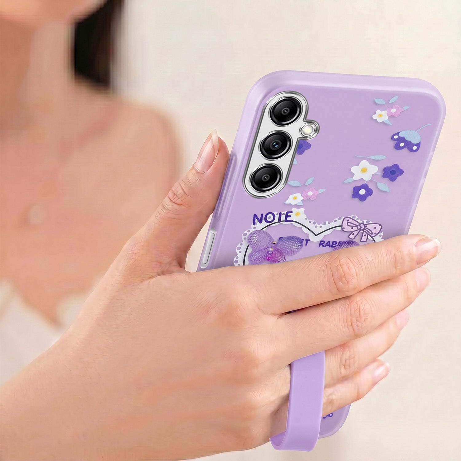 For Samsung Galaxy A14 4G | 5G Back Cover Case (3D Cute Heart Strap Holder | Camera Protection | Designer Girls Print)