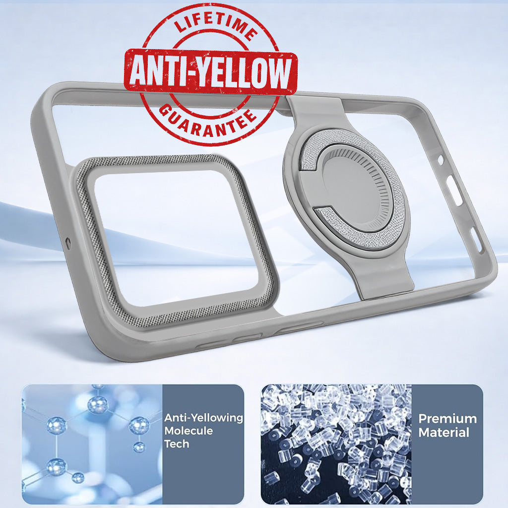 For Realme 15 Back Cover Case with stand (Built-in Ring Holder Kickstand | Lifetime Anti Yellow | Camera Protection)