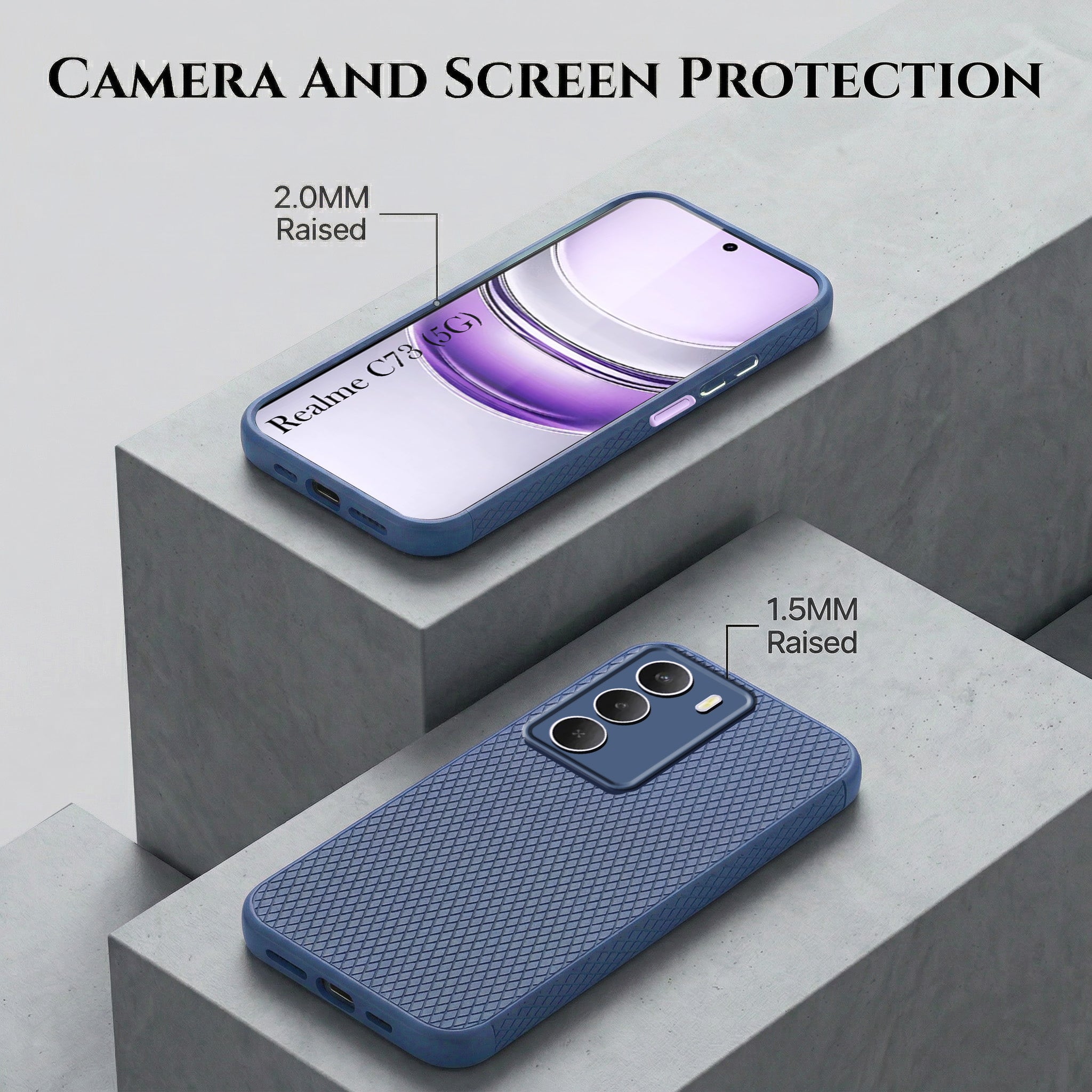 For Realme C73 Combo with Back Cover and 9H Tempered Glass (Liquid Silicone | Camera Protection | Oleophobic Coating Screen Glass)