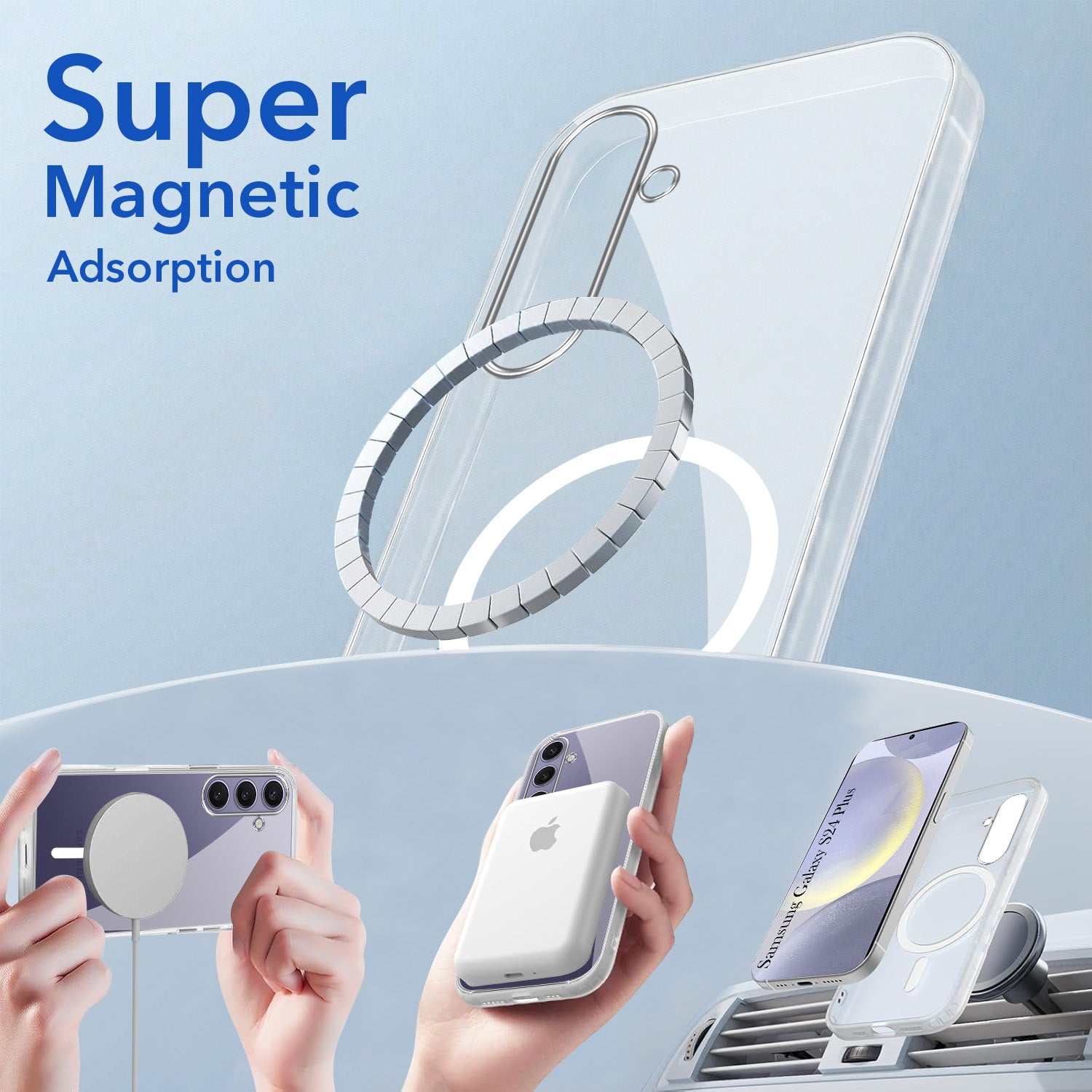 For Samsung Galaxy S24 Plus Back Cover Case Lifetime Anti-Yellow MagSafe Compatible Clear (Sleek Hard Crystal | Shockproof and Camera Protection)